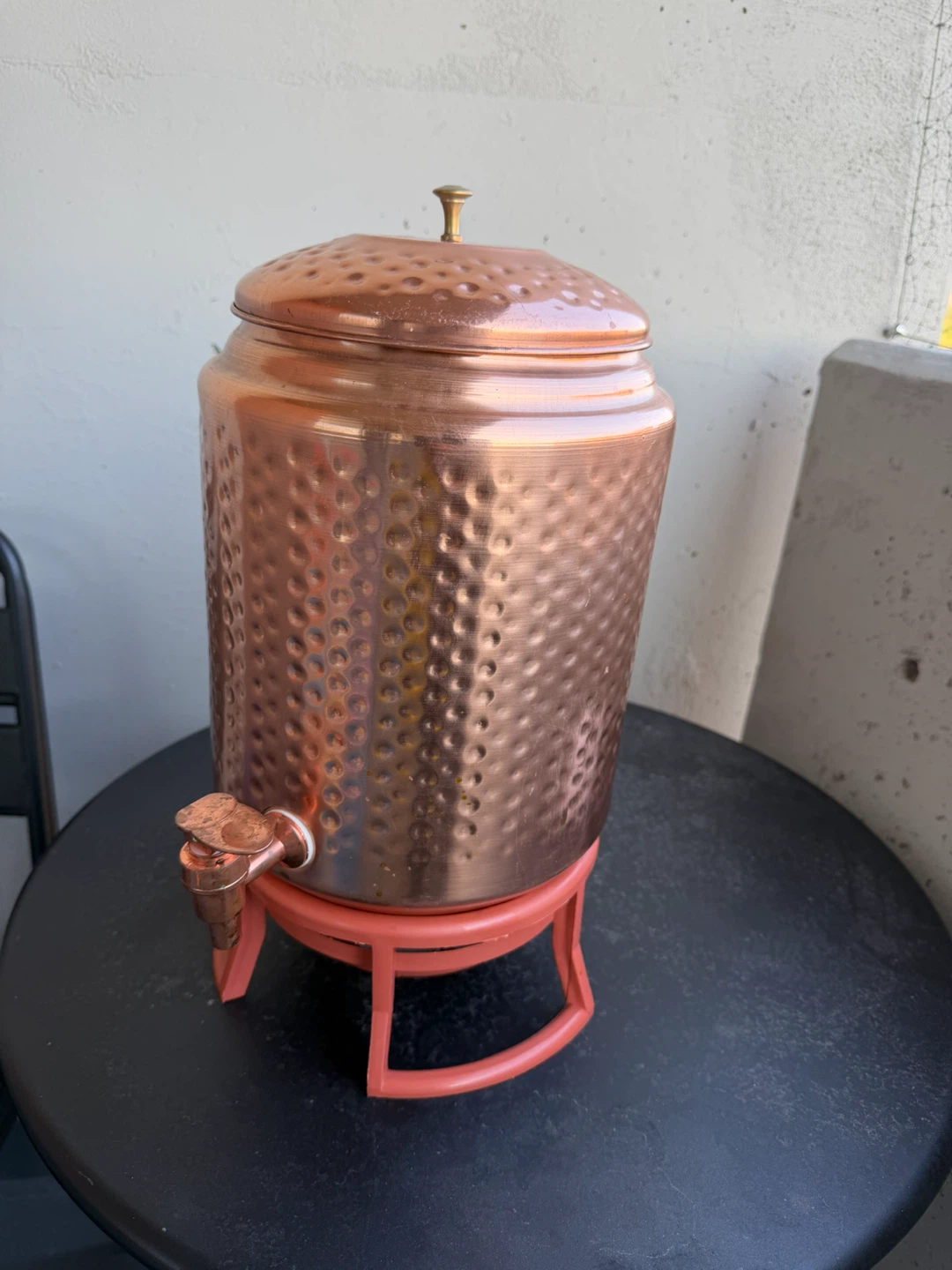 Hammered Copper Water Dispenser with Spigot and Stand