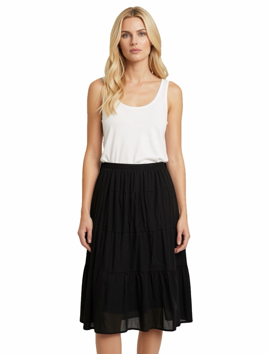 Black Tiered Maxi Skirt