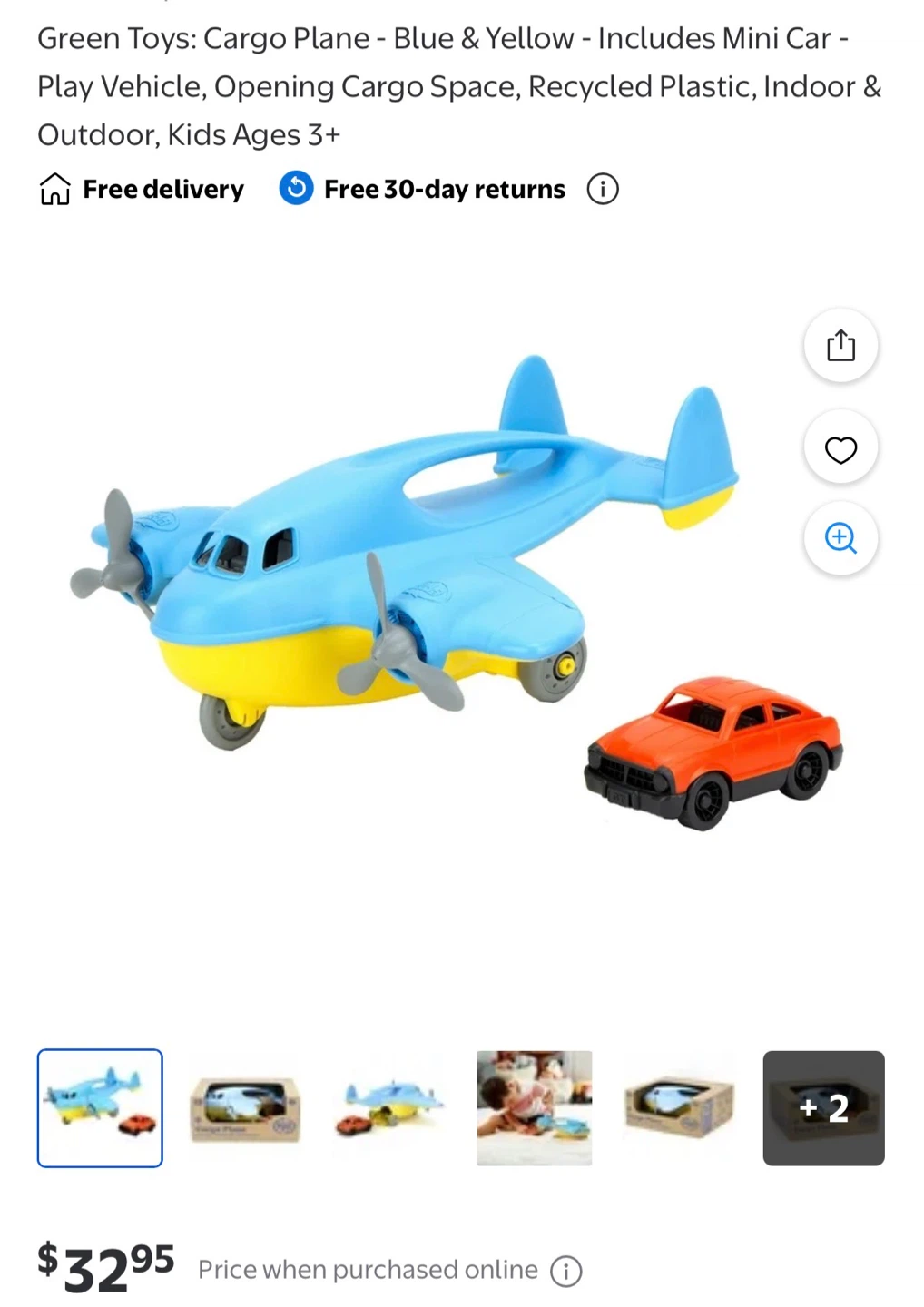 Green Toys Cargo Plane with Mini Car