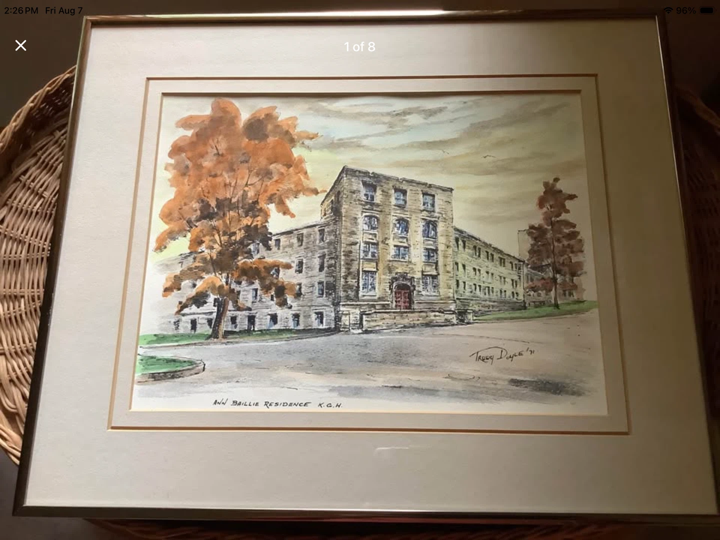 Vt Watercolour Ptg “Ann Baillie Residence KGH” Cdn Trudy Doyle 🐞