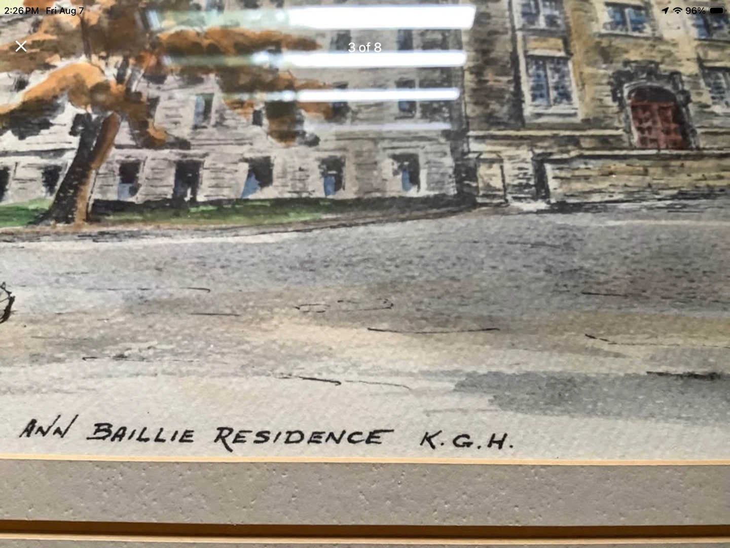 Vt Watercolour Ptg “Ann Baillie Residence KGH” Cdn Trudy Doyle 🐞 - photo 3