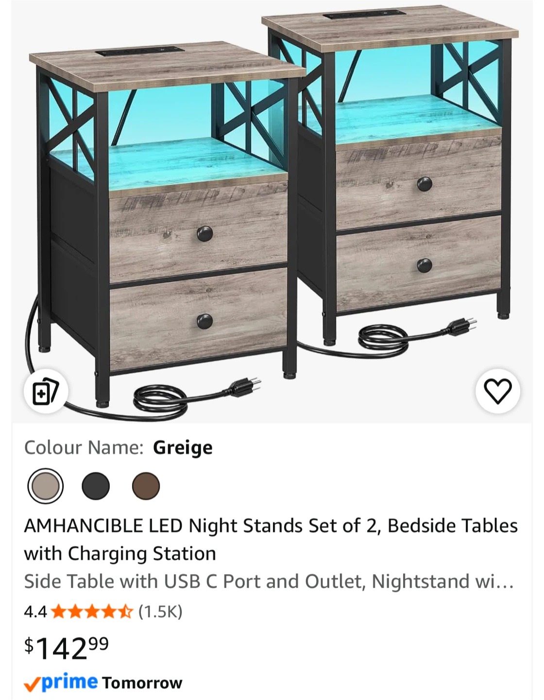 New Set of Greige Tables w/ Power & LED - photo 4