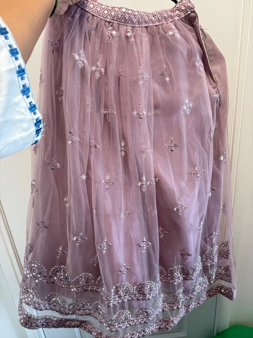 Purple Sequined Indian Blouse and Skirt Set - photo 2