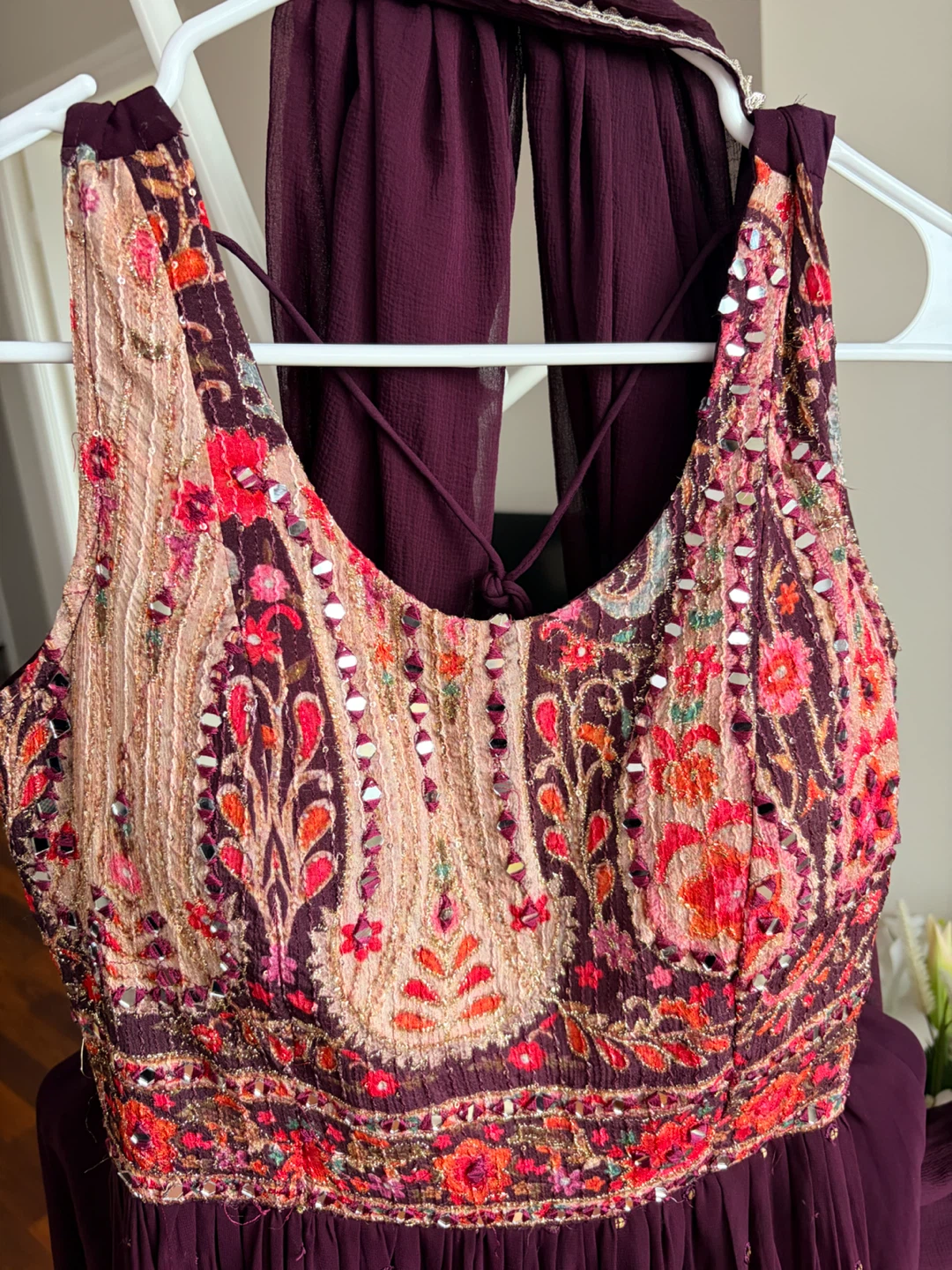 Purple Embroidered Sharara Dupatta Set - photo 3