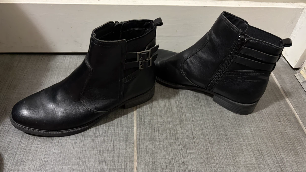 Black Buckle Detail Ankle Boots(size 37) - photo 2