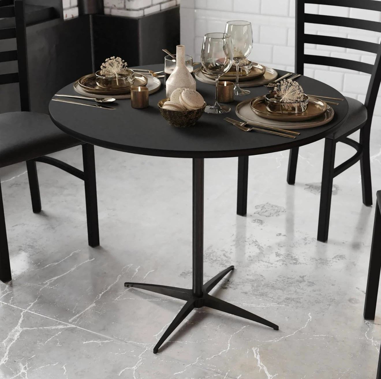 Black Round Bistro Coffee Table - photo 2