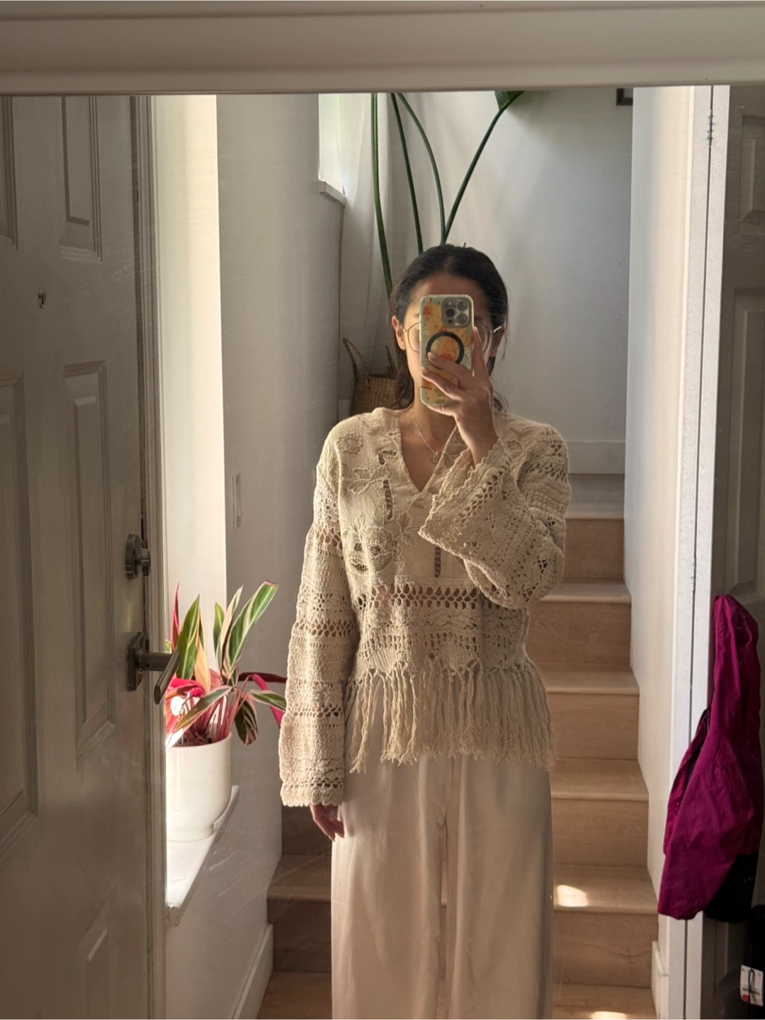 ZARA Women Long Sleeve Tassels Embroidery Shirt - Size M