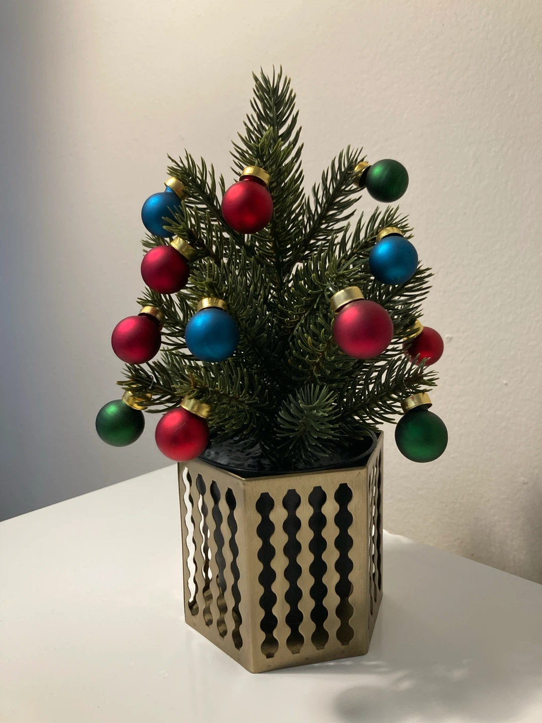 IKEA Christmas Tree Mini with Ornaments in Gold Pot