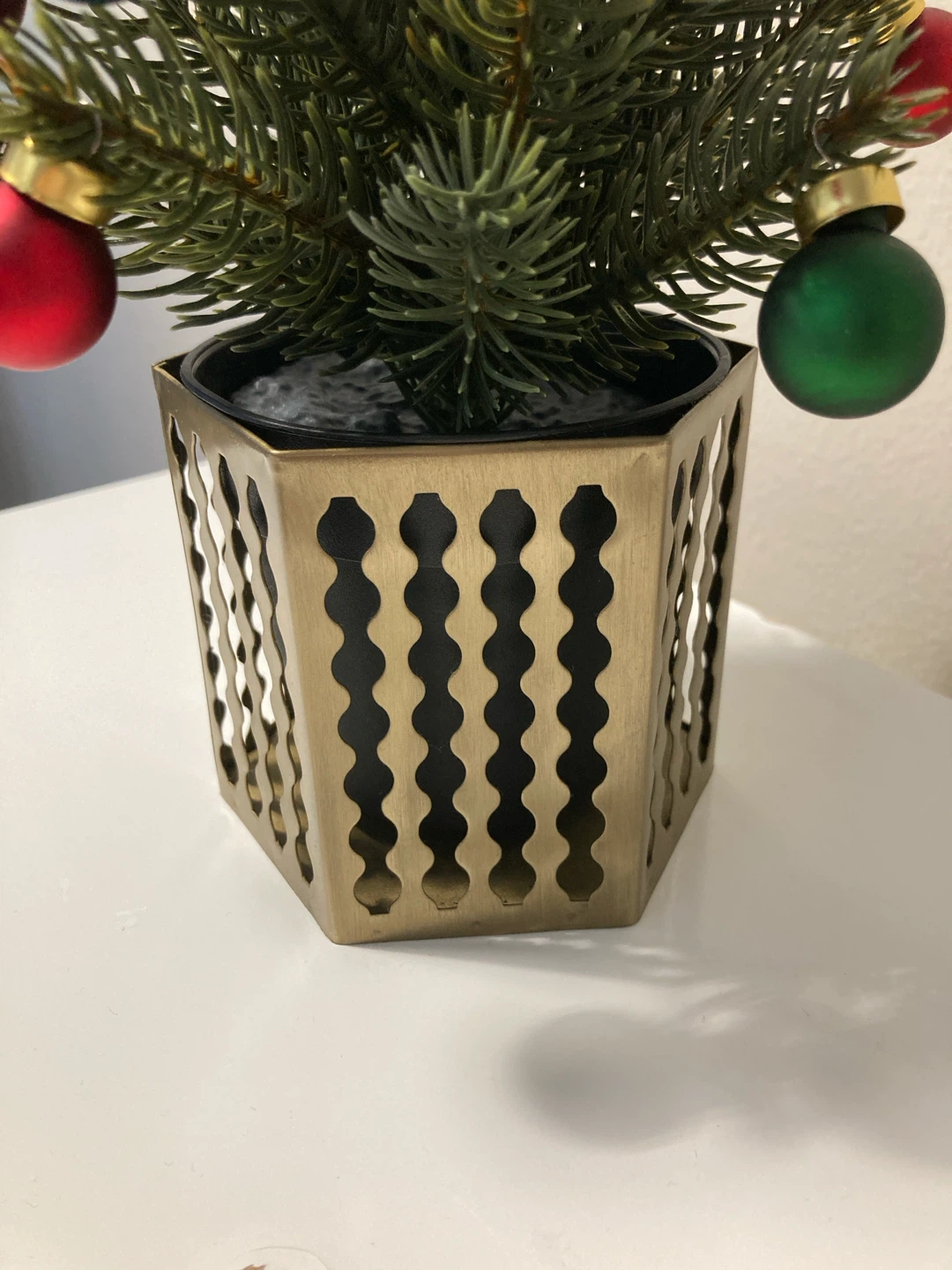 IKEA Christmas Tree Mini with Ornaments in Gold Pot - photo 3