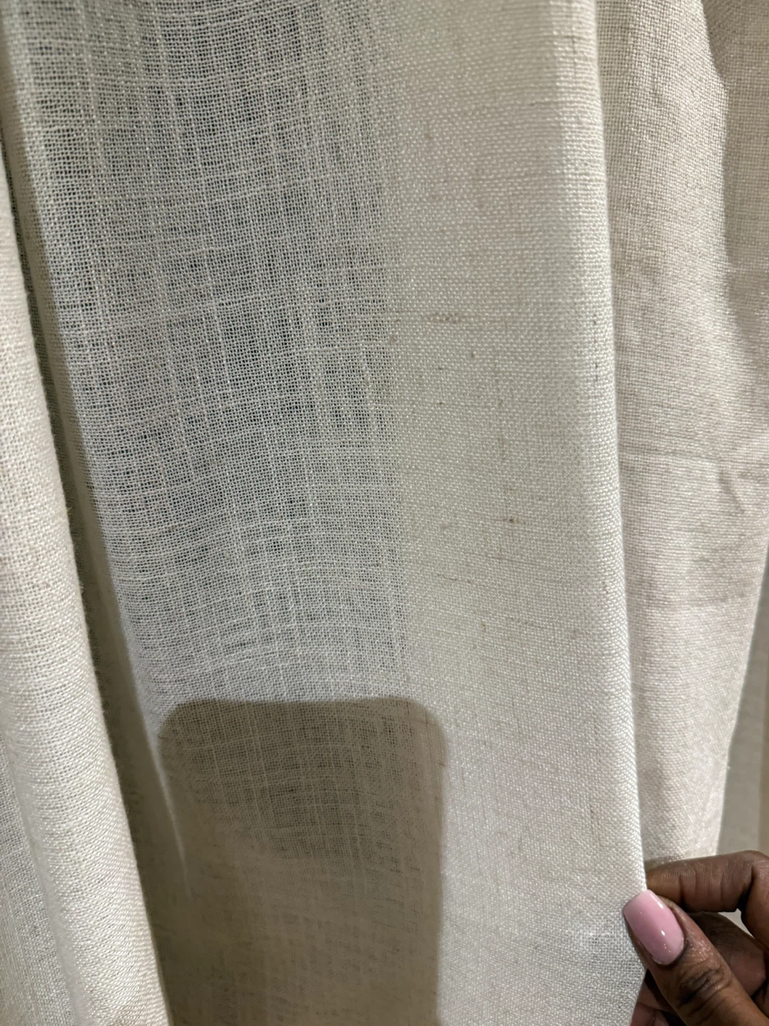 Cream Linen Blend Curtains with Curtain Rod - photo 2