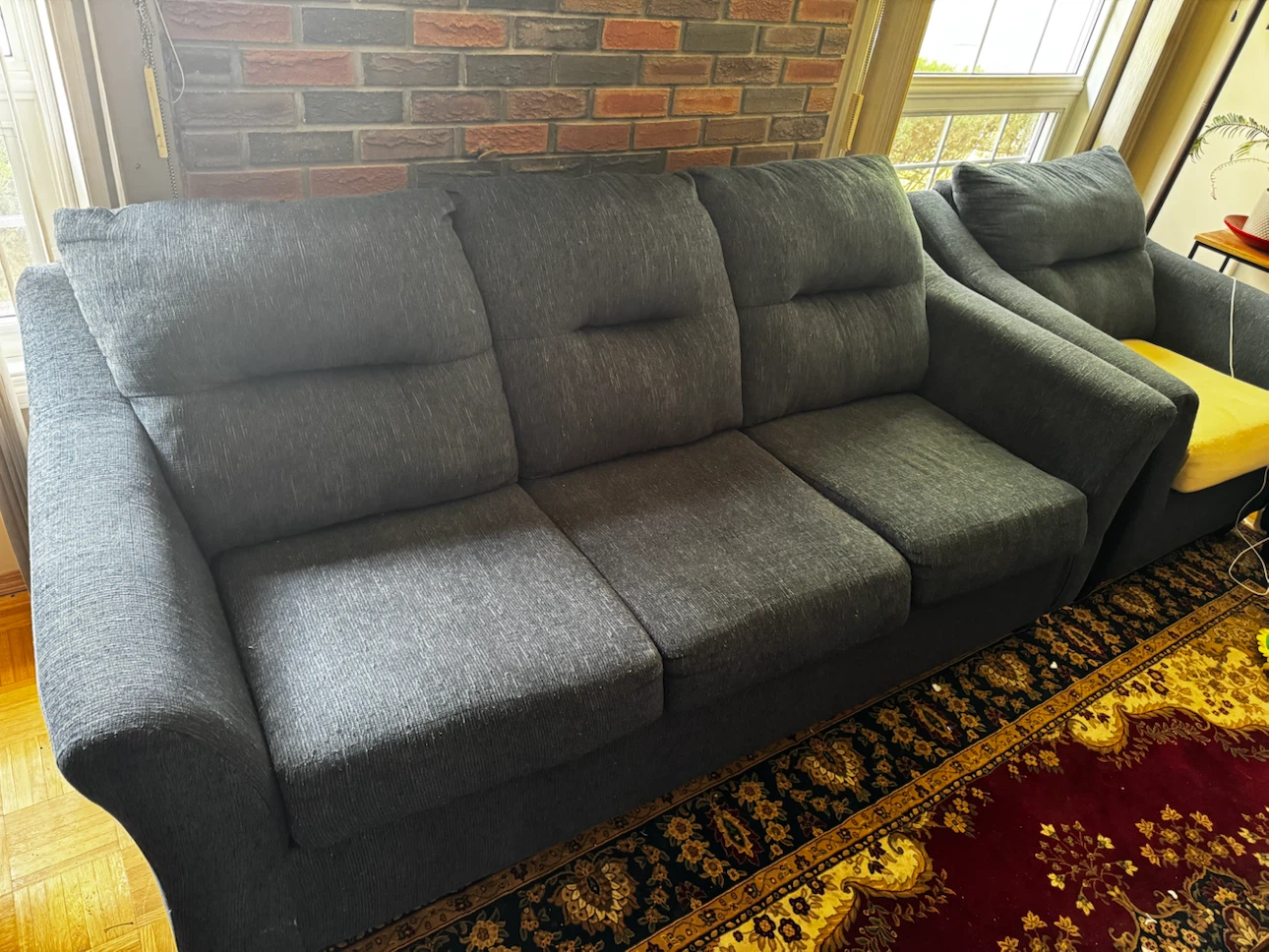 Dark Grey Fabric Sofa and Matching Armchair - photo 2