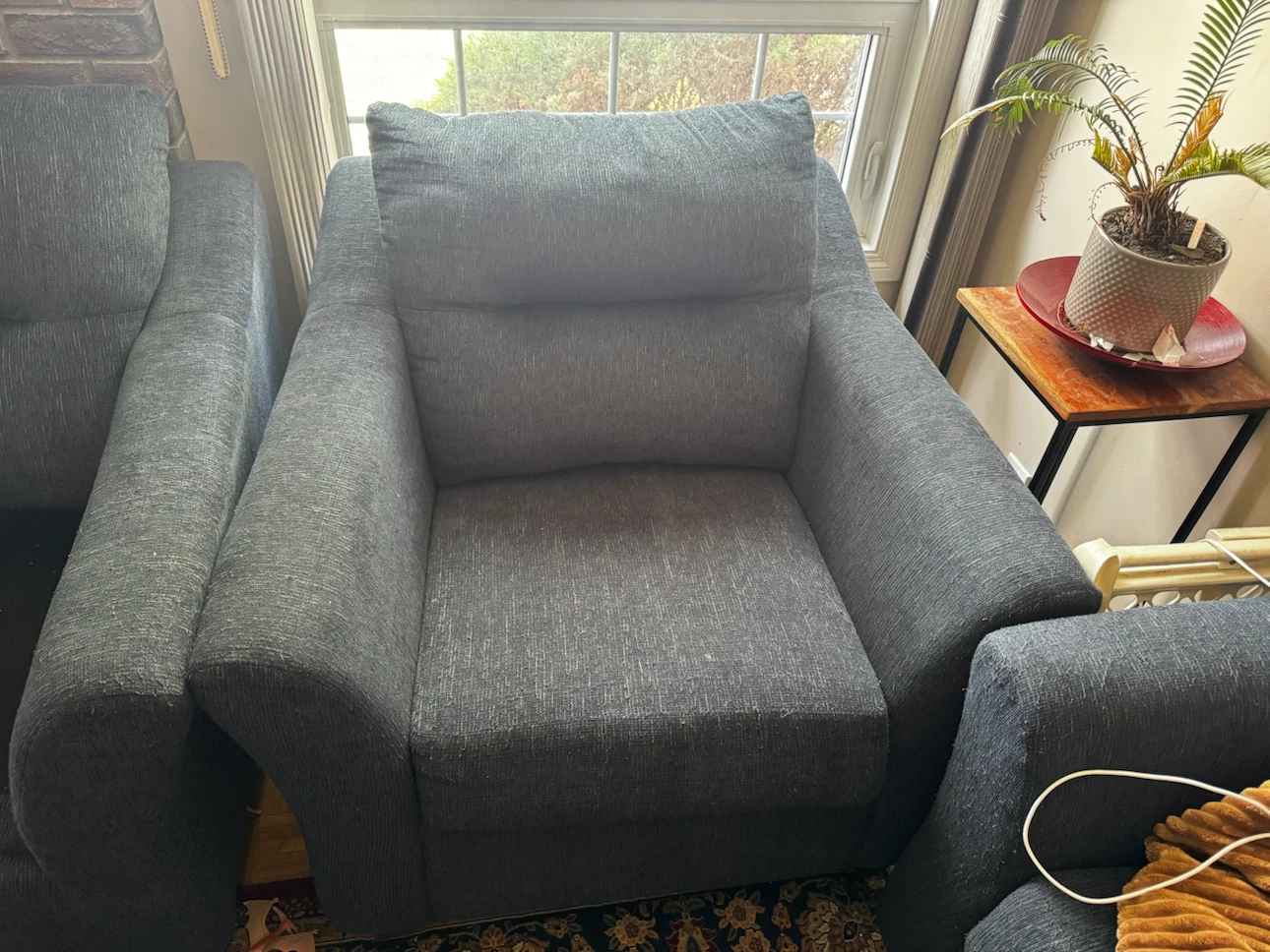 Dark Grey Fabric Sofa and Matching Armchair - photo 4