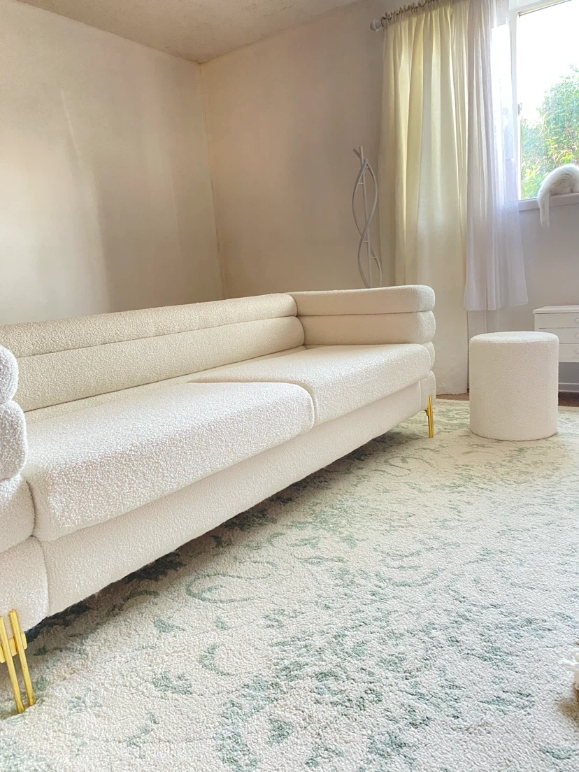 Cream Boucle Sofa with Gold Legs - photo 4
