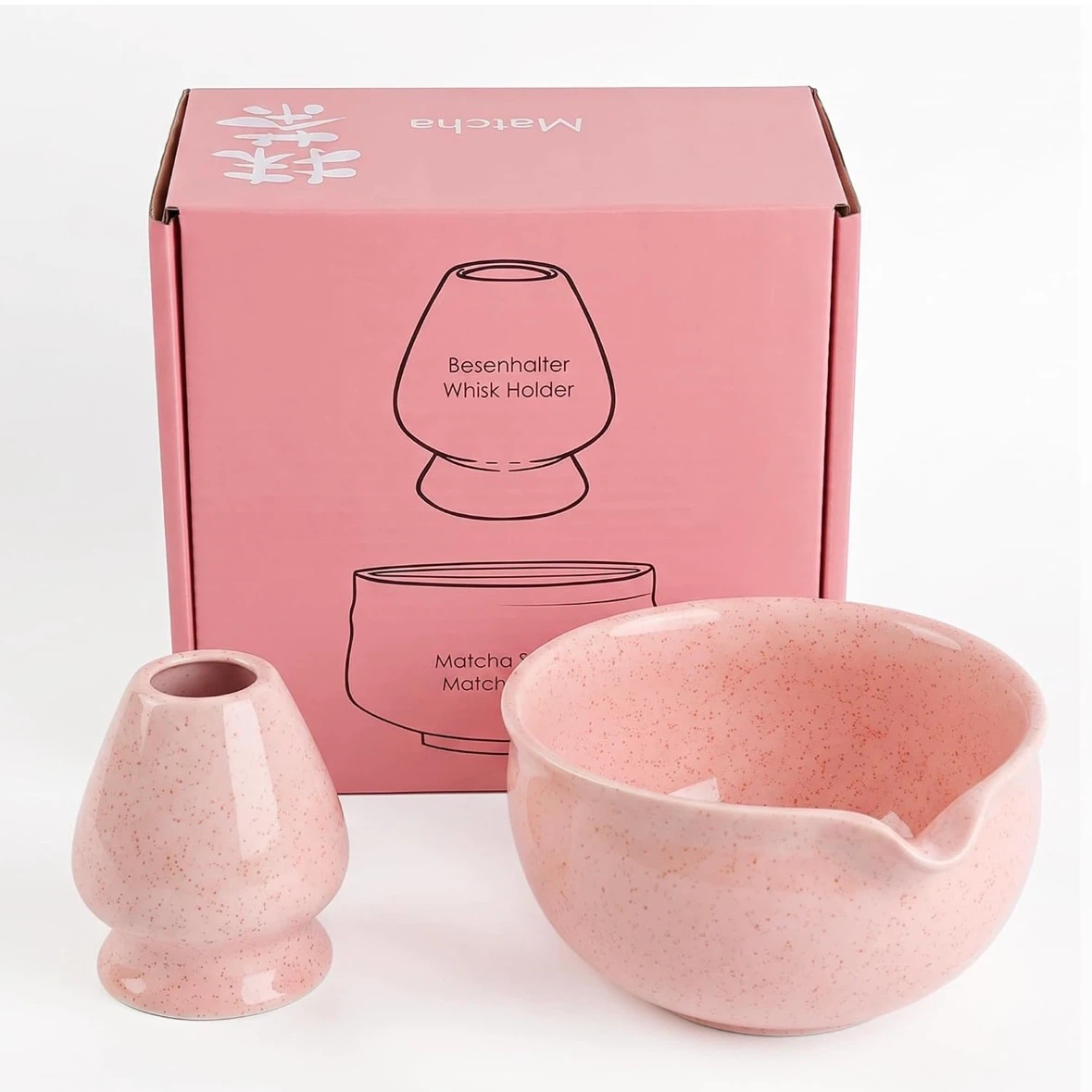 Brand New Pink Matcha Bowl and Matcha Whisk Holder