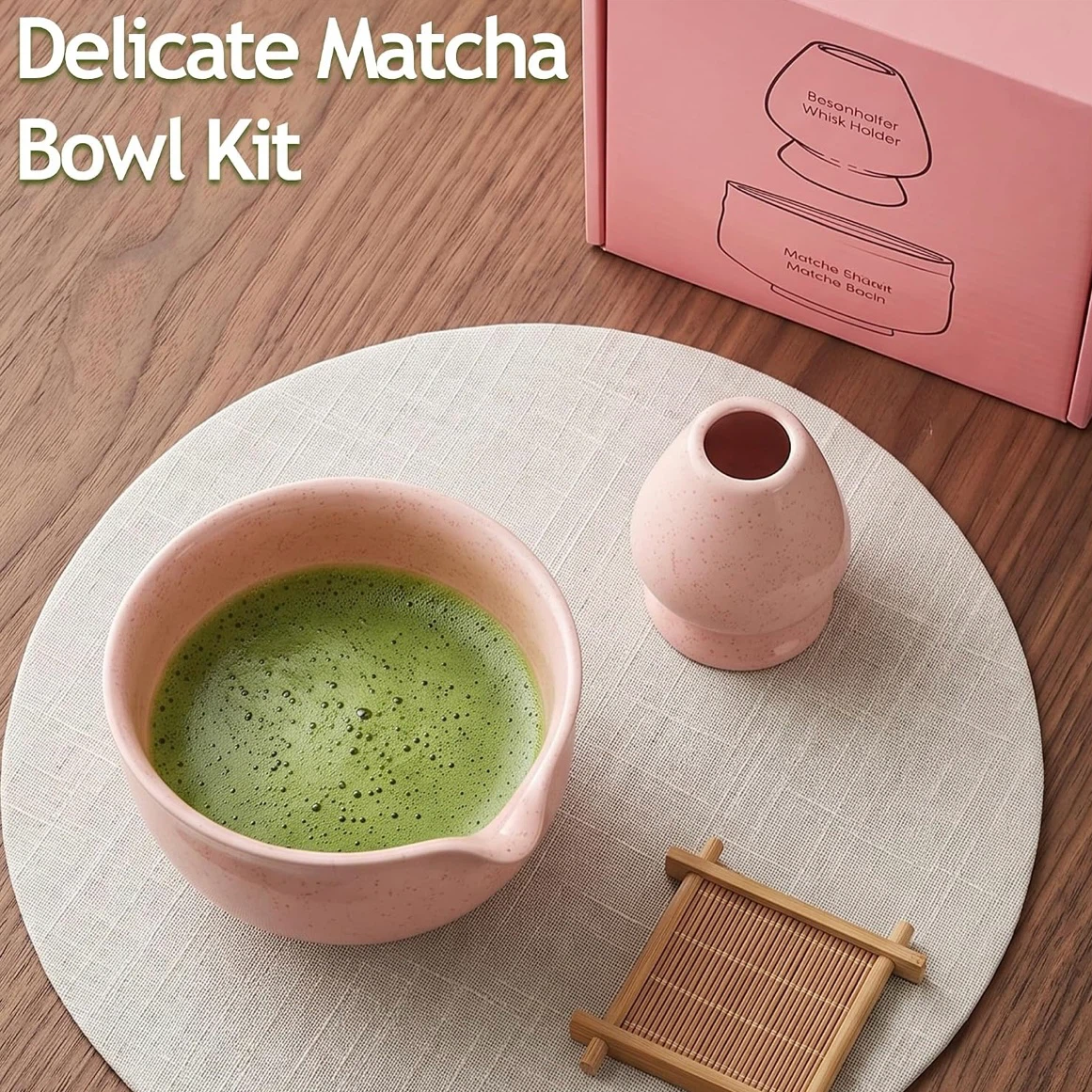 Brand New Pink Matcha Bowl and Matcha Whisk Holder - photo 5