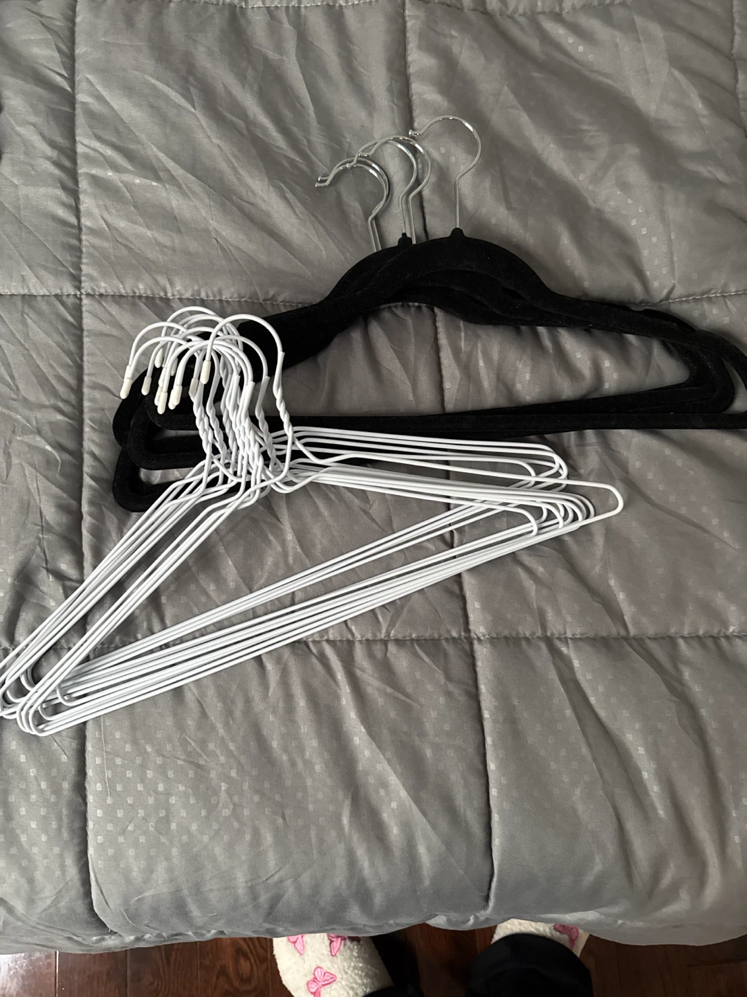 Bundle of Velvet and Wire Hangers