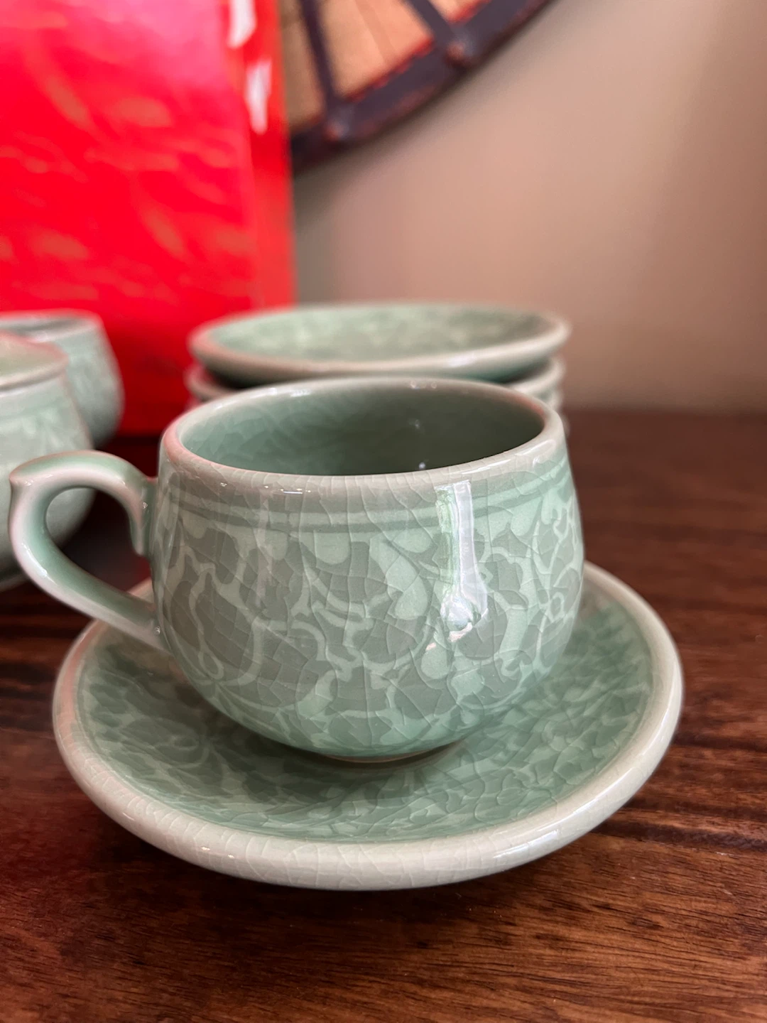 Celadon Tea Set with 6 Cups and Saucers - photo 4