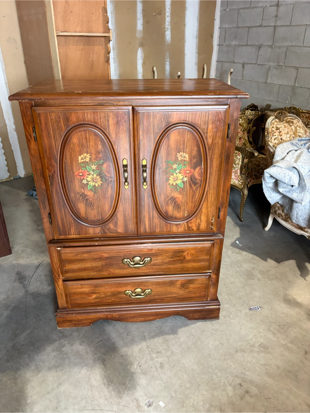 Free delivery used Vintage Wooden Armoire with Drawers
