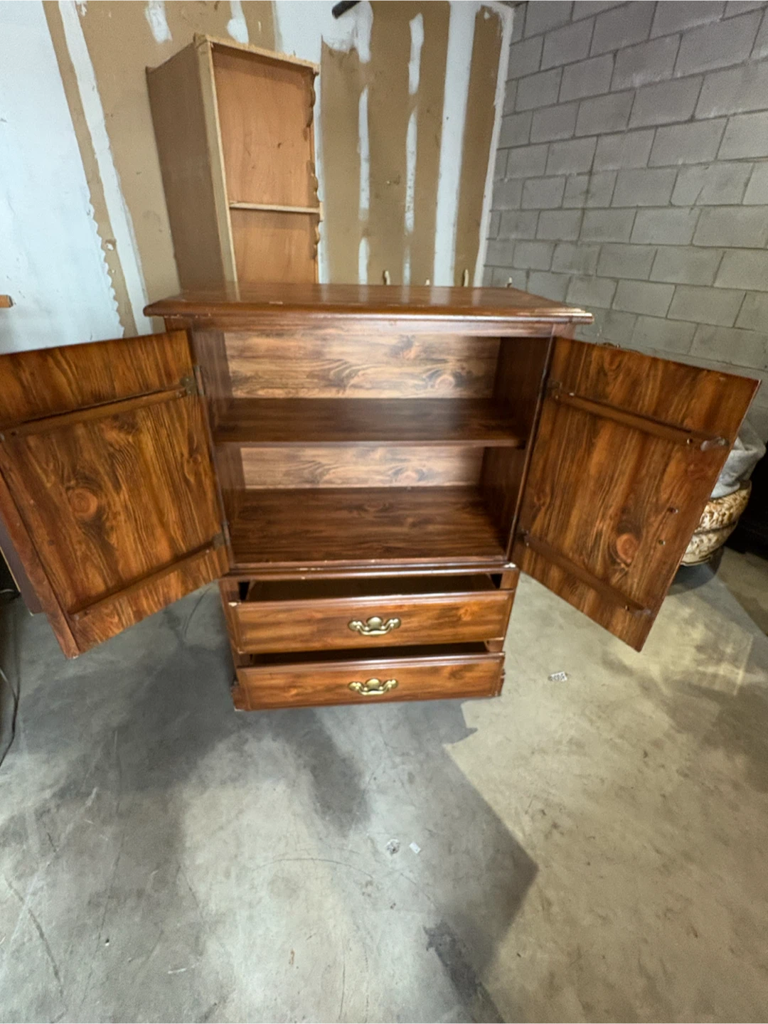 Free delivery used Vintage Wooden Armoire with Drawers - photo 5