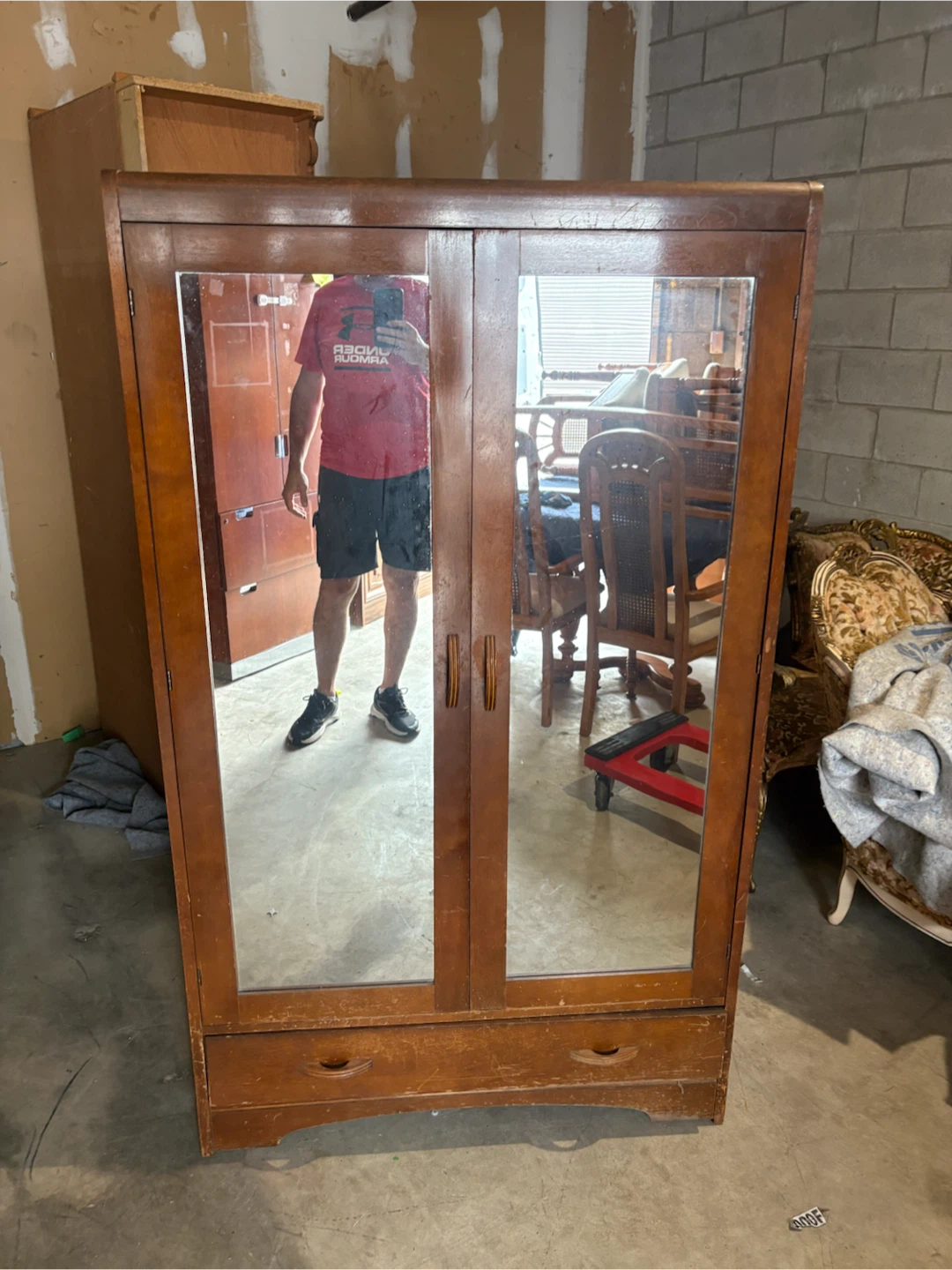 Free delivery used antique Vintage Wooden Wardrobe Armoire