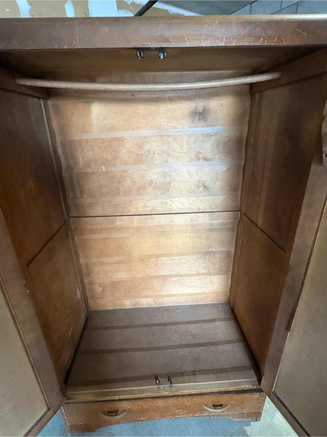 Free delivery used antique Vintage Wooden Wardrobe Armoire - photo 3