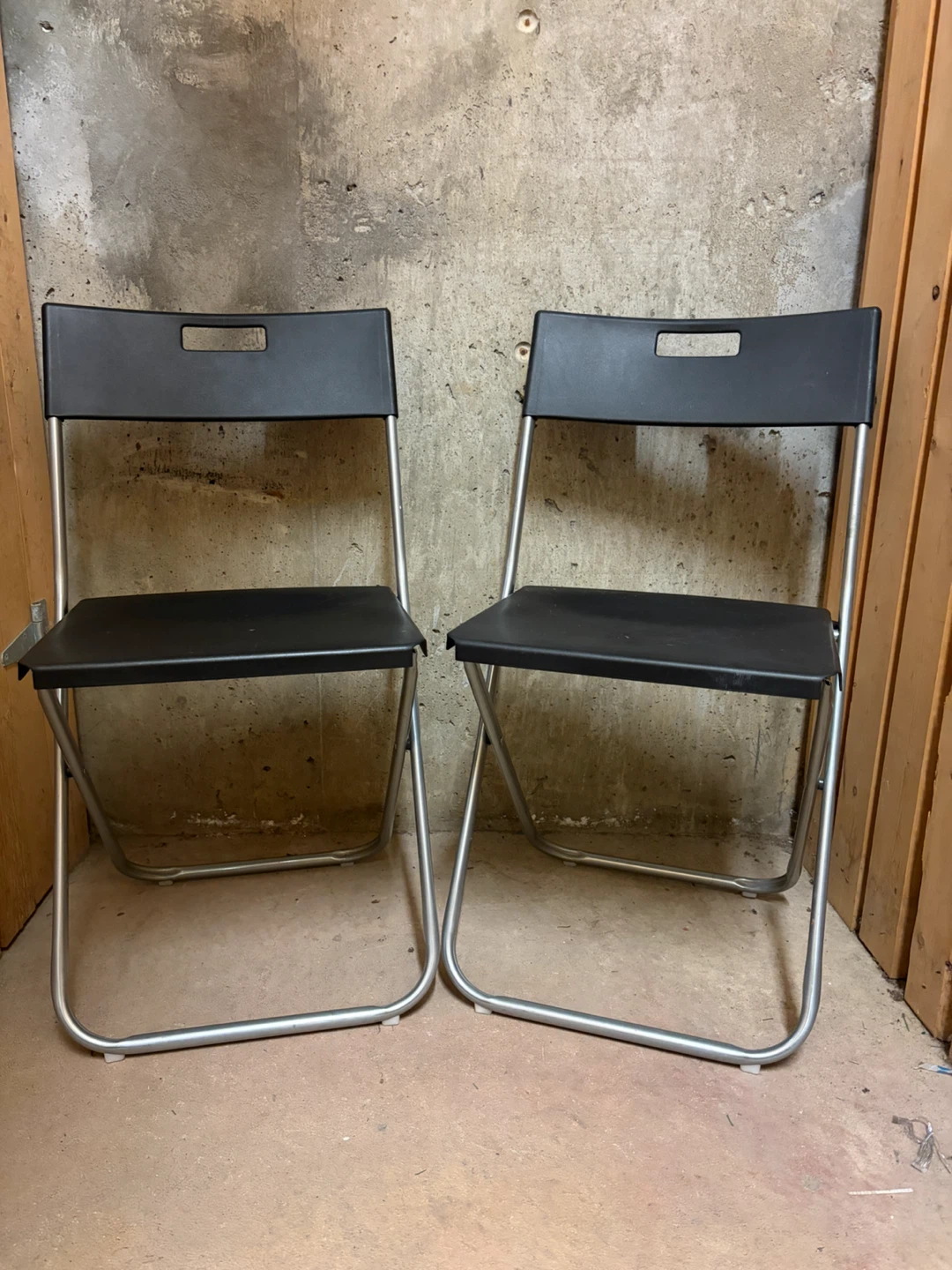 2 Black Folding Chairs - IKEA
