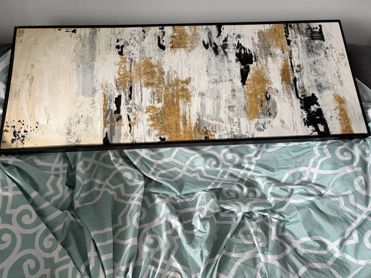Abstract Canvas Wall Art with Gold Accents