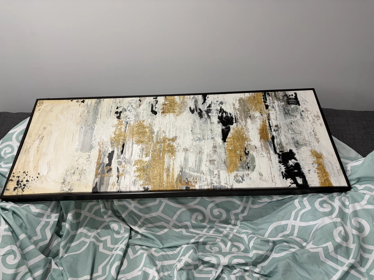 Abstract Canvas Wall Art with Gold Accents - photo 2