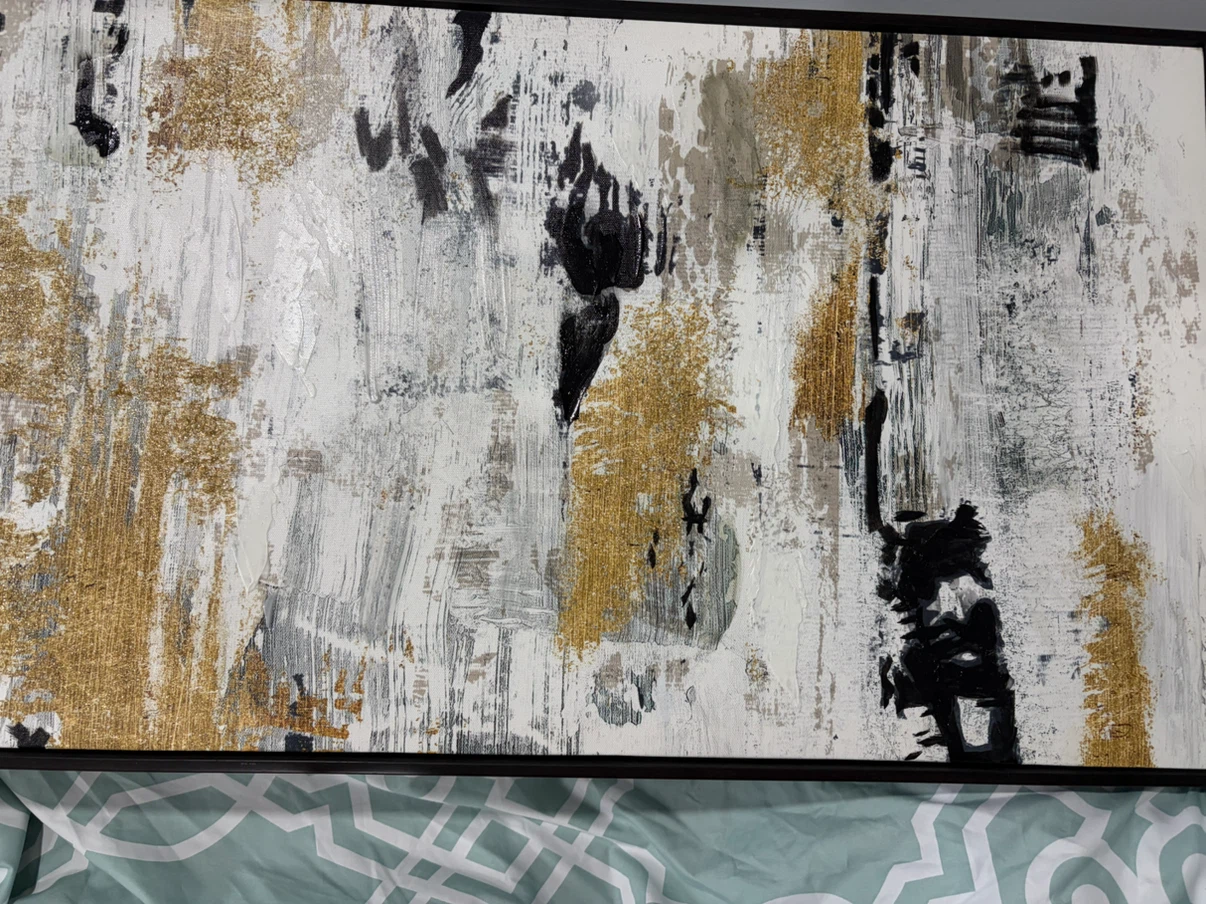 Abstract Canvas Wall Art with Gold Accents - photo 3