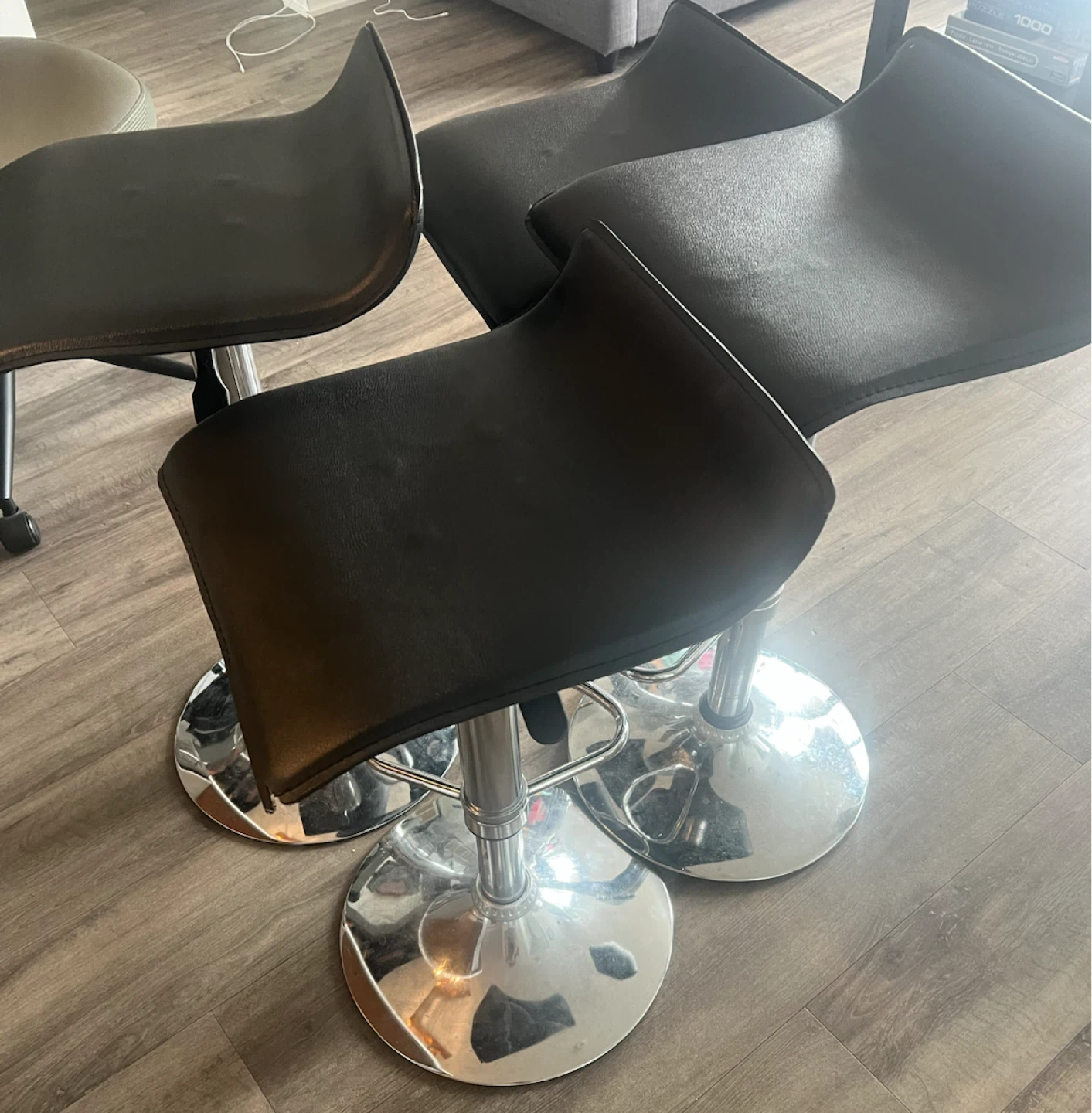 Adjustable Swivel Bar Stools Set of 4, Black