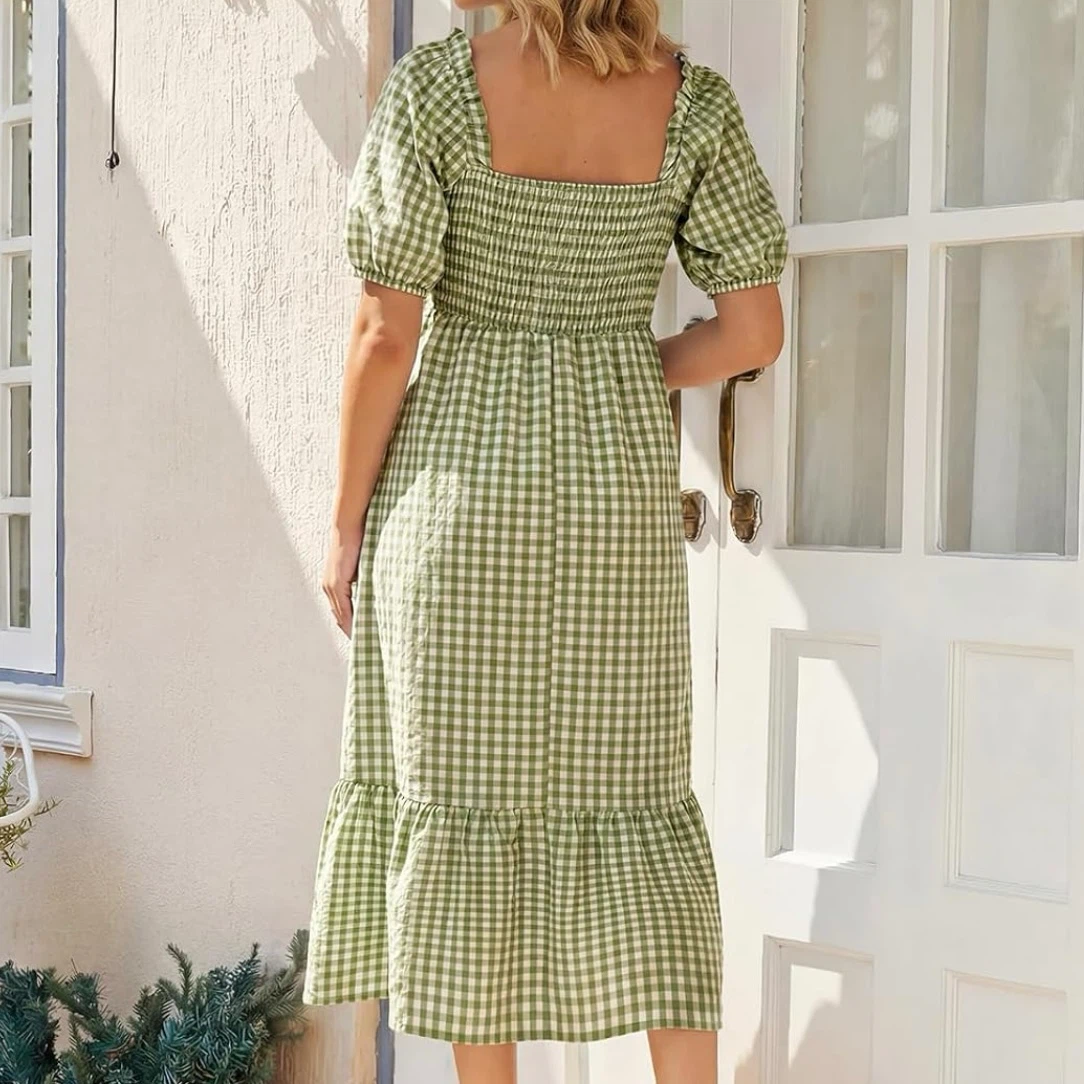 Brand New Summer Mae Green Gingham Dress (Medium) - photo 3