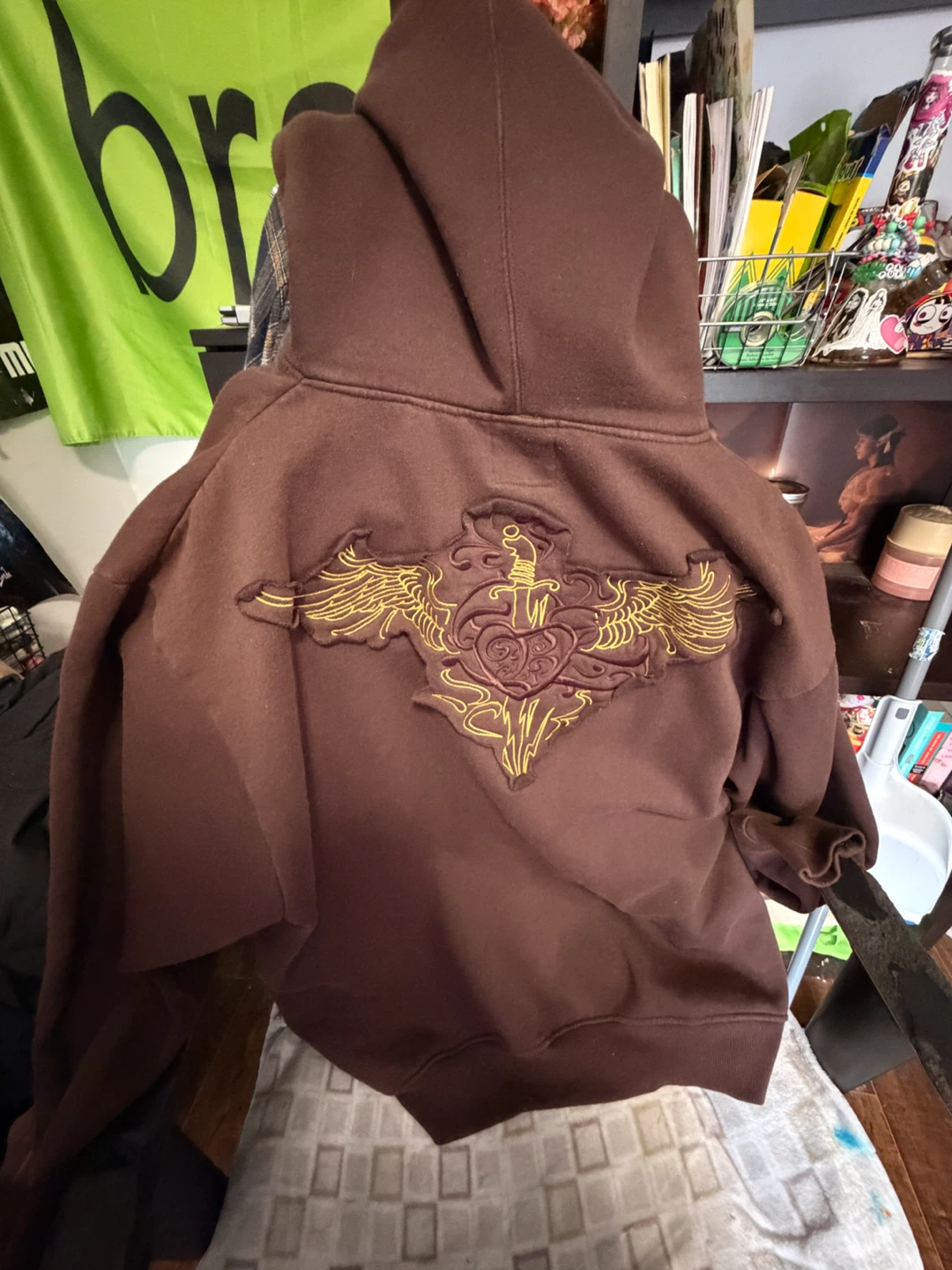 Brown Zip-Up Hoodie with Emblem - photo 2