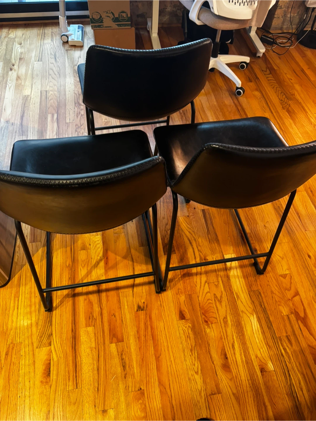 Set of 3 Black Faux Leather Bar Stools - photo 3