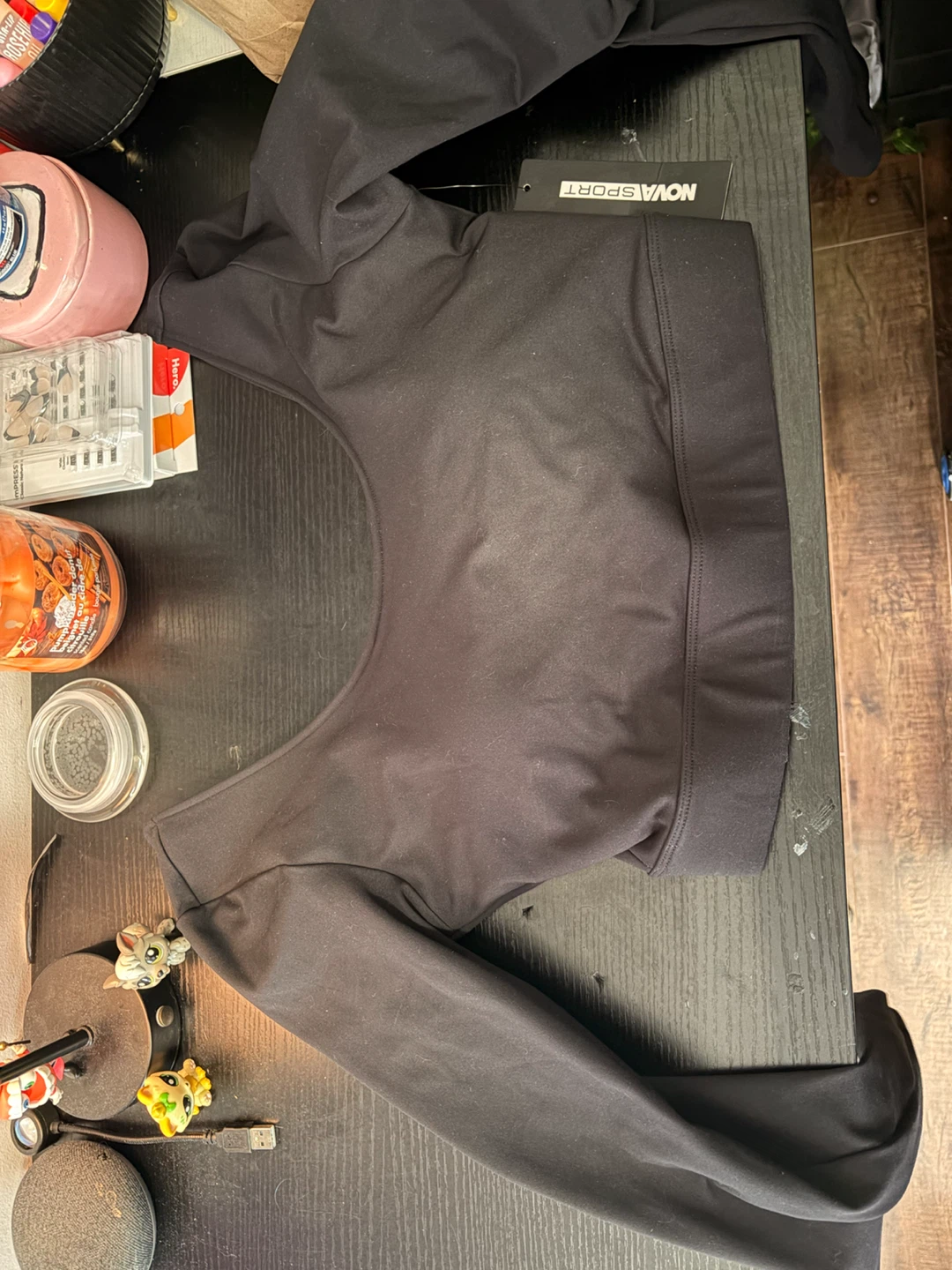 M Nova Sport Black Long Sleeve Cropped Top