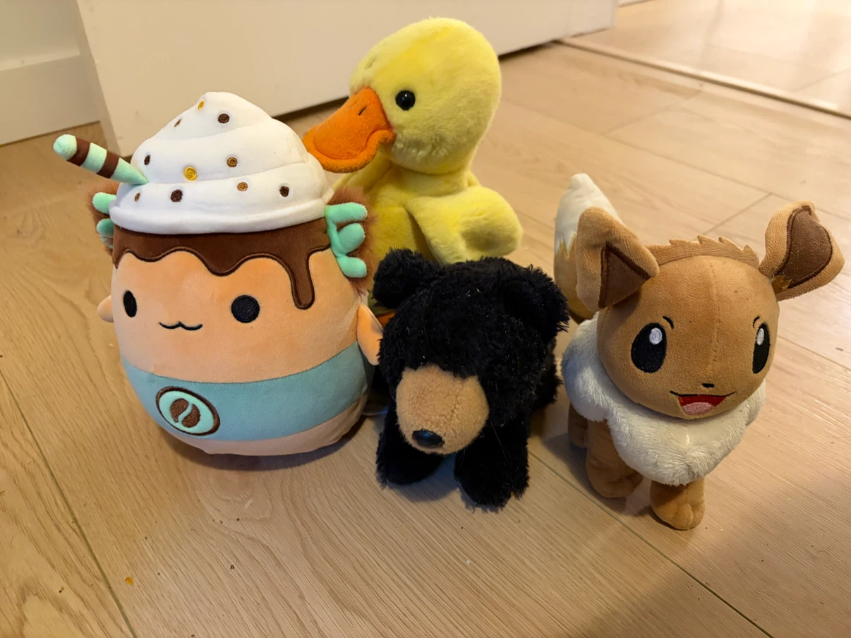 Plush Toys - Eevee, Duck, Bear, and Coffee Drink