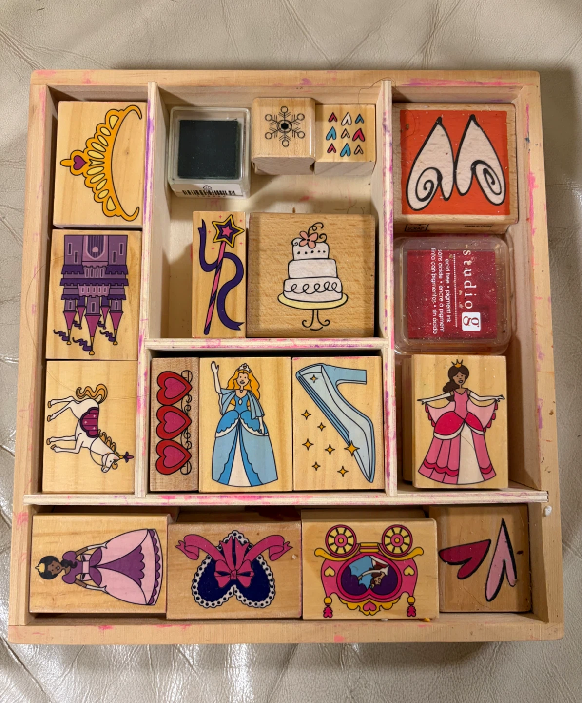 Princess Themed Rubber Stamp Set with Ink Pad