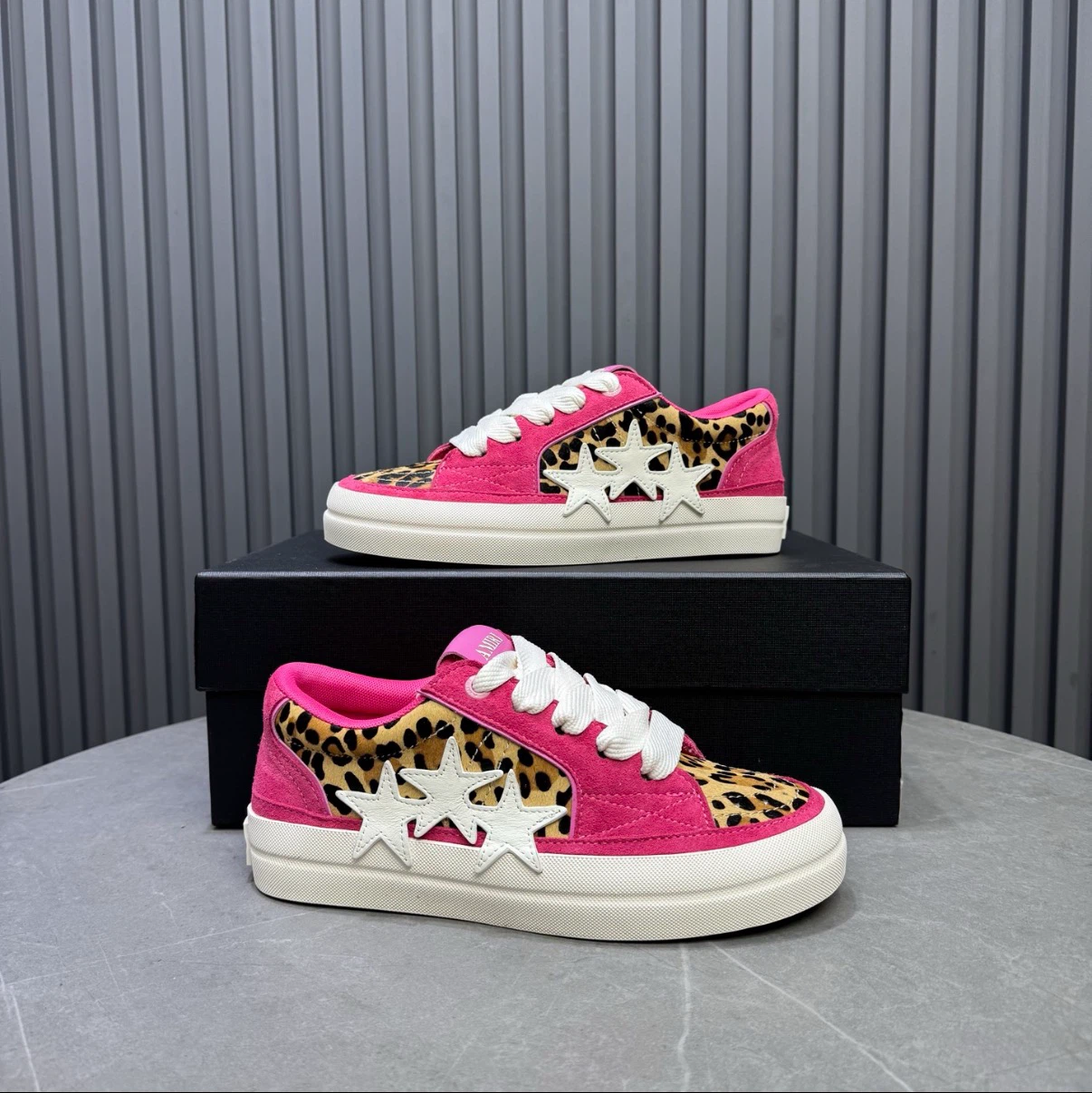 AMIRI Court Low Sneakers Pink Leopard Star Sz 35-46