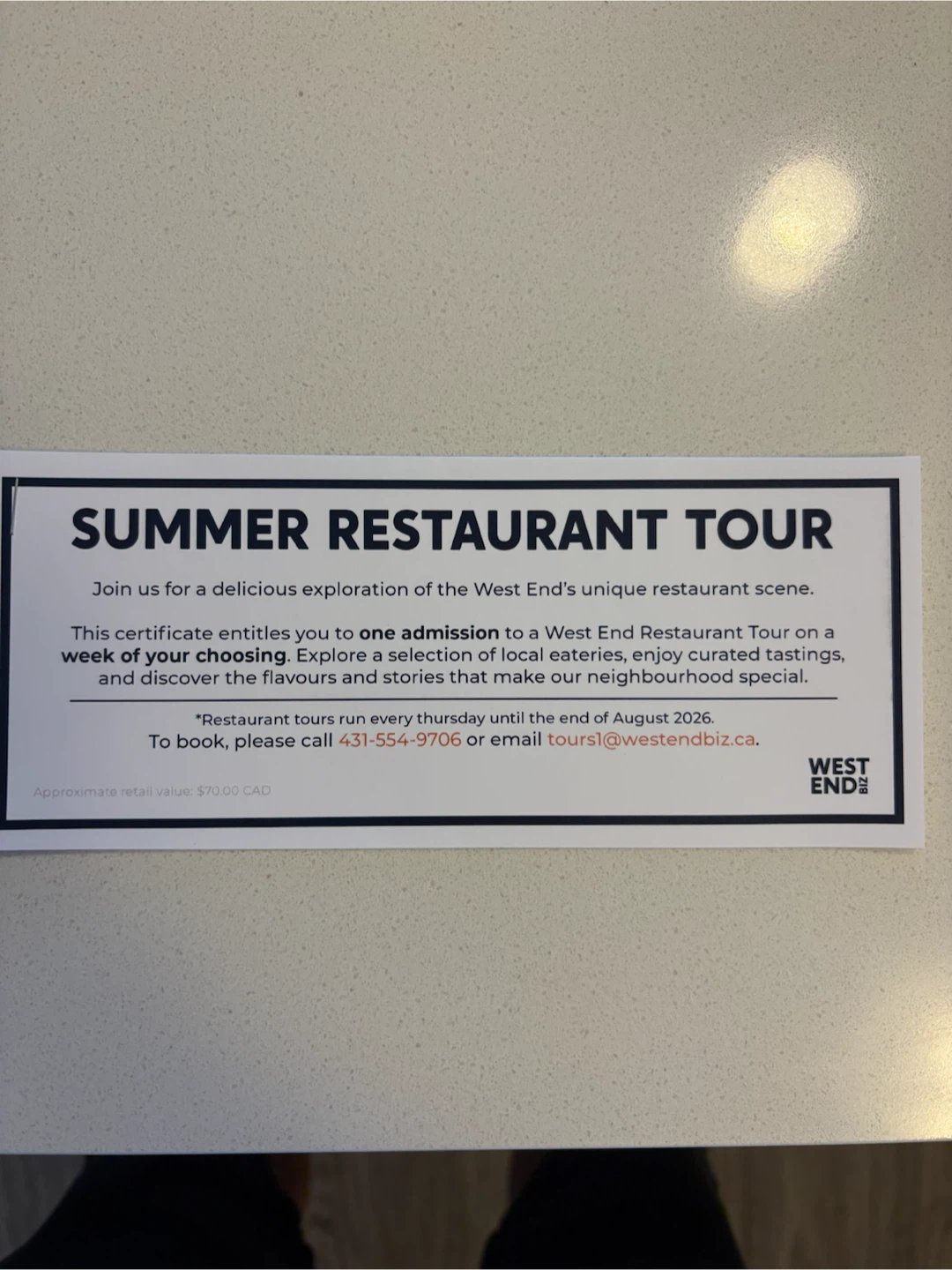 Winnipeg Summer Restaurant Tour Tickets - $140 value