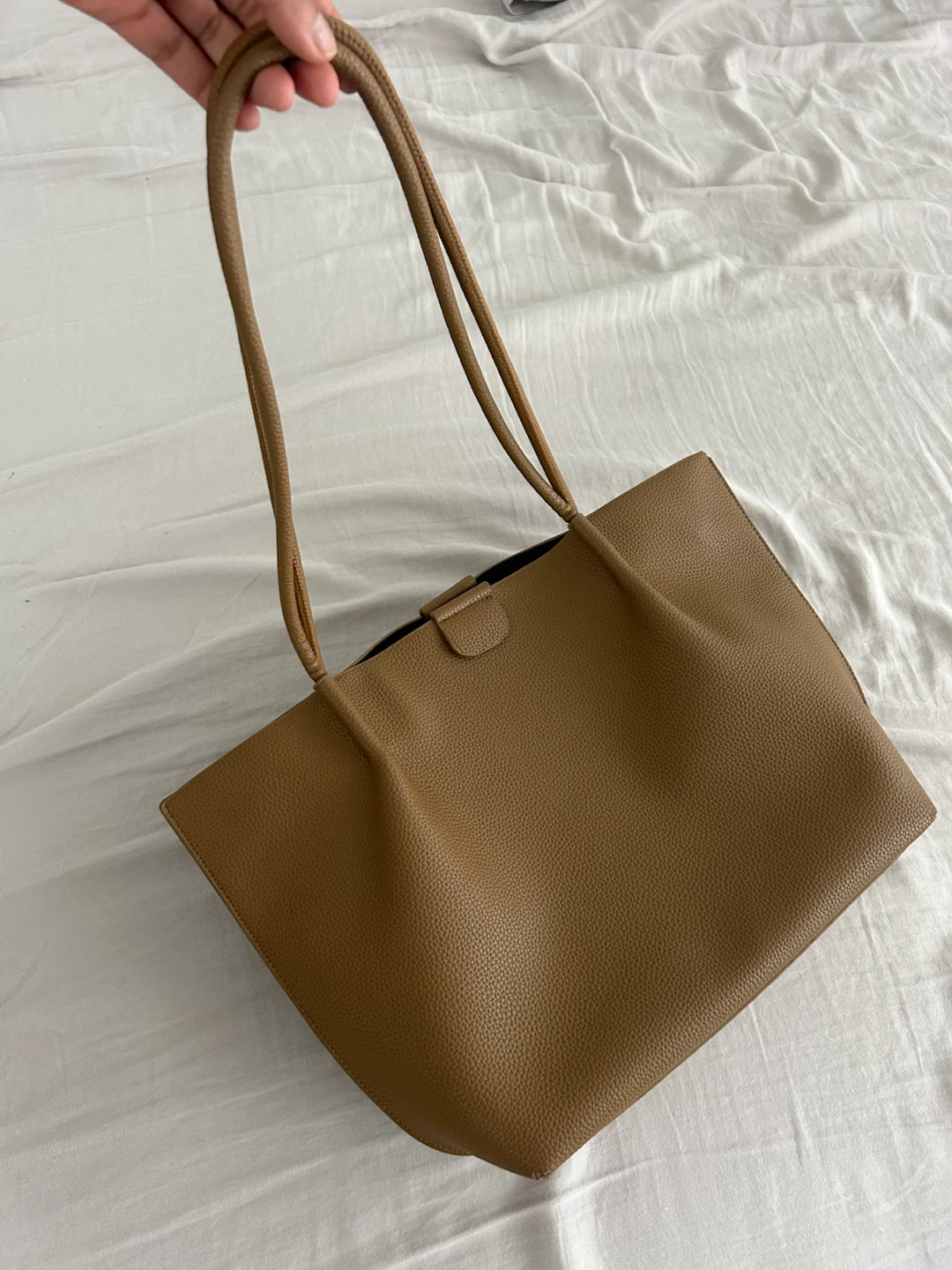 Minimalistic Brown Soft Sheep Leather Tote Bag