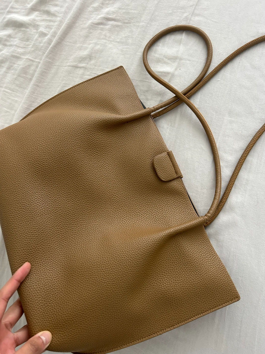 Minimalistic Brown Soft Sheep Leather Tote Bag - photo 2
