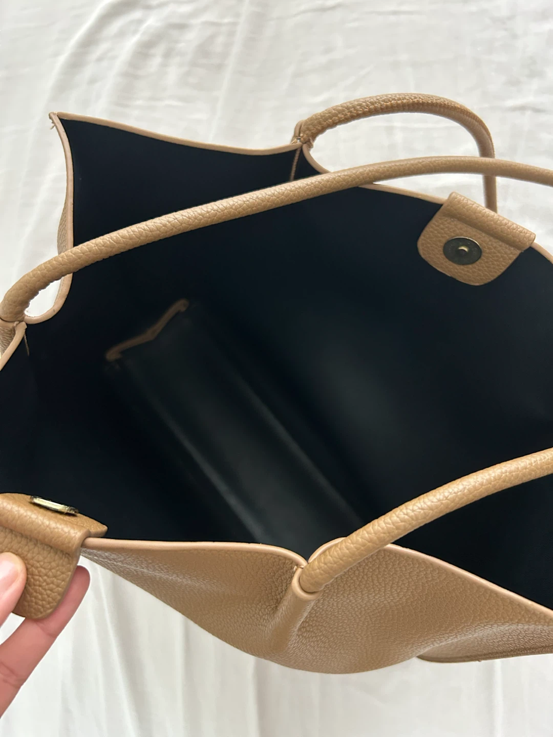 Minimalistic Brown Soft Sheep Leather Tote Bag - photo 3