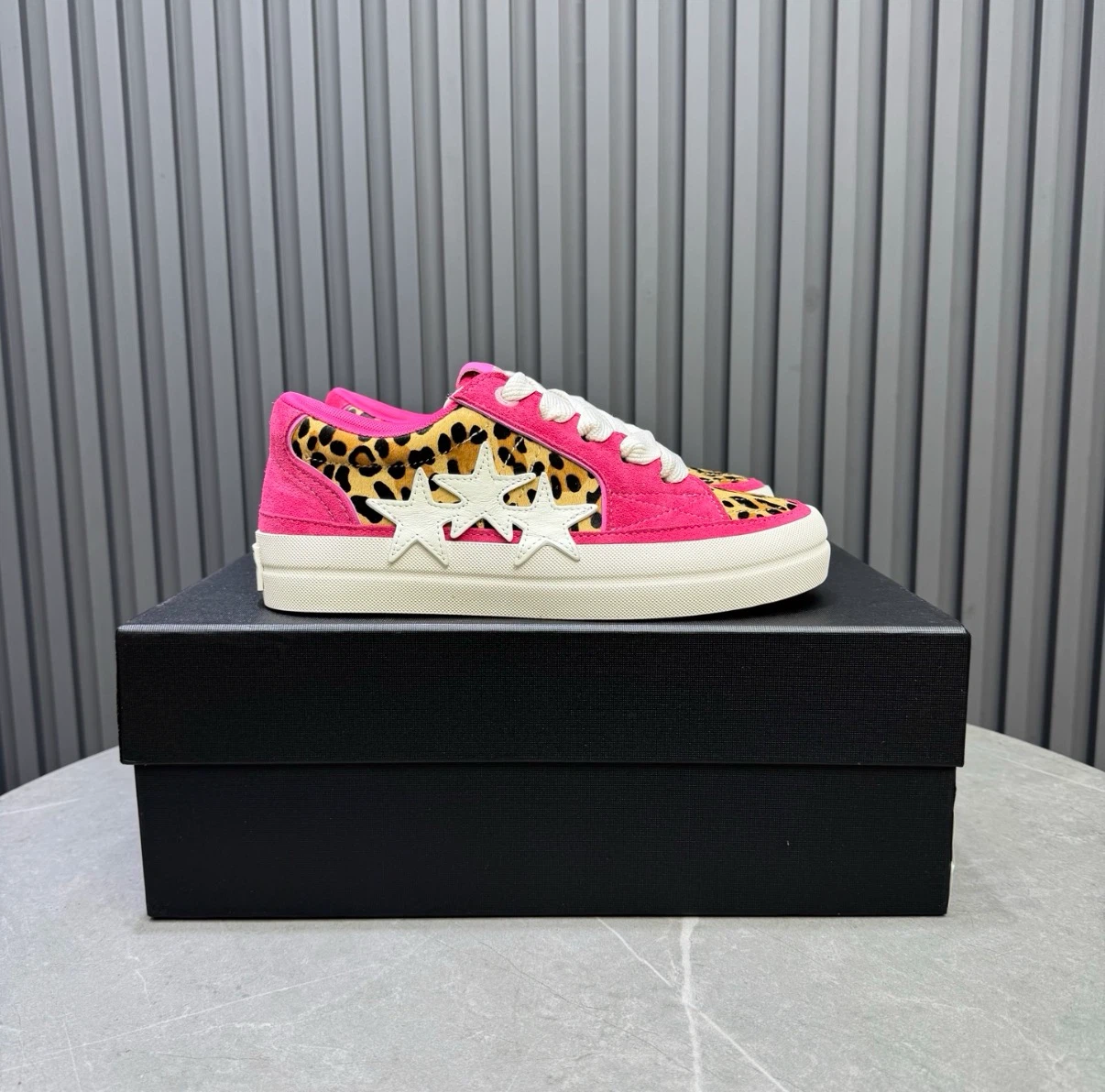 AMIRI Court Low Sneakers Pink Leopard Star Sz 35-46 - photo 5