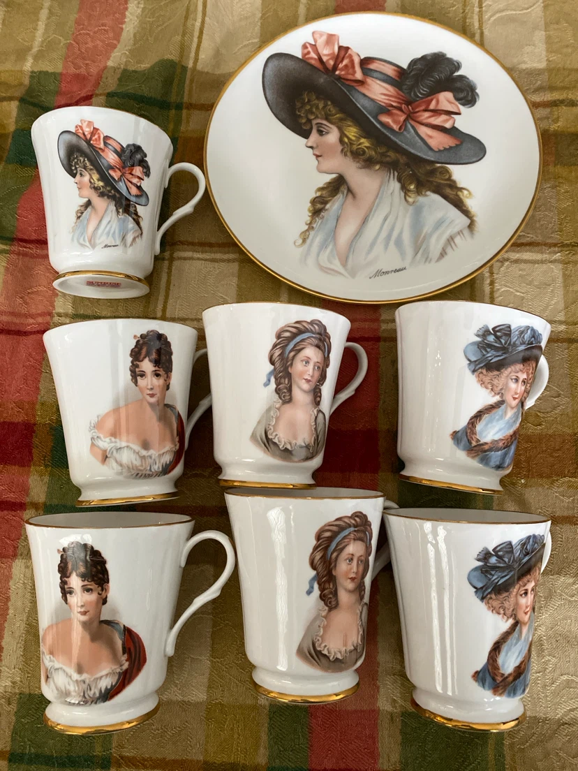 Sunrise Fine Bone China Teacup and Plate with Vintage Art