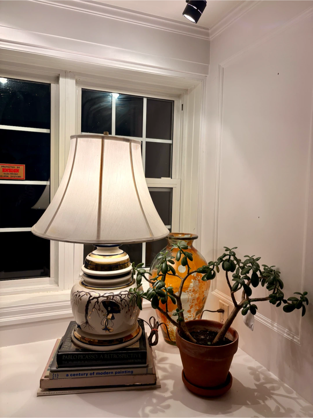 Vintage hand painted Asian finger jar 1980s lamp - photo 2