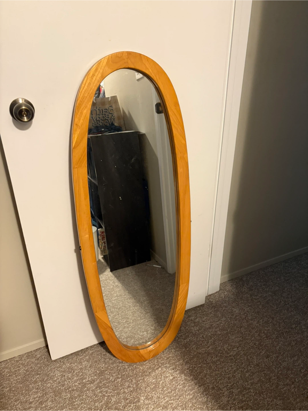 Oval Wood Framed Mirror