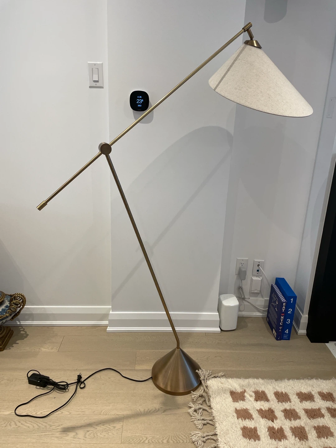 Crate & Barrel Articulating Floor Lamp with Fabric Shade