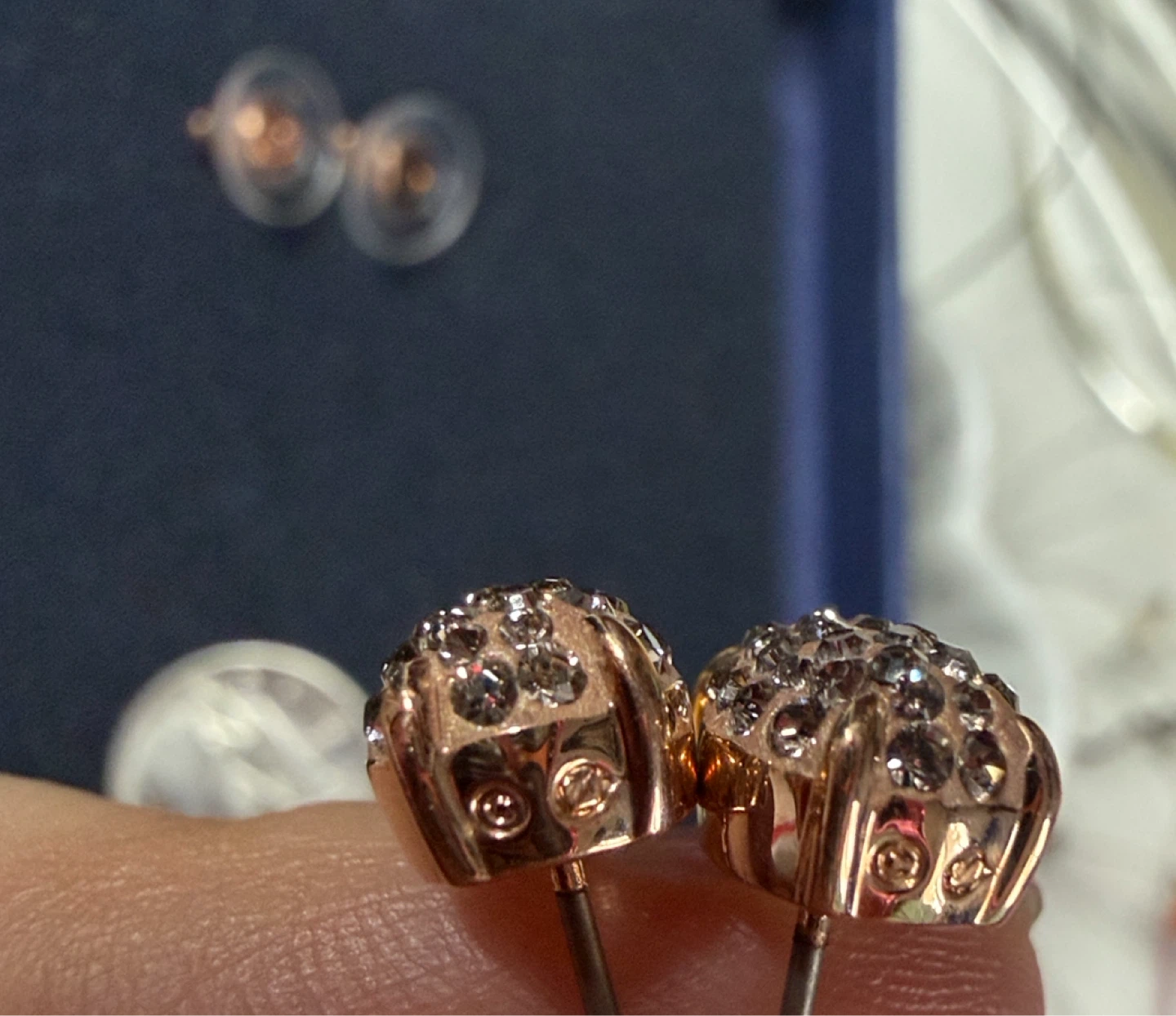 SWAROVSKI ROSE GOLD TONE MIX CRYSTAL Pierced EARRINGS - photo 4