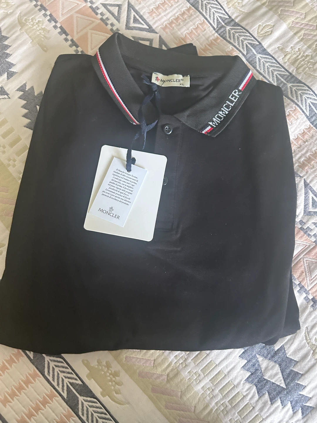 Moncler Black Polo Shirt L