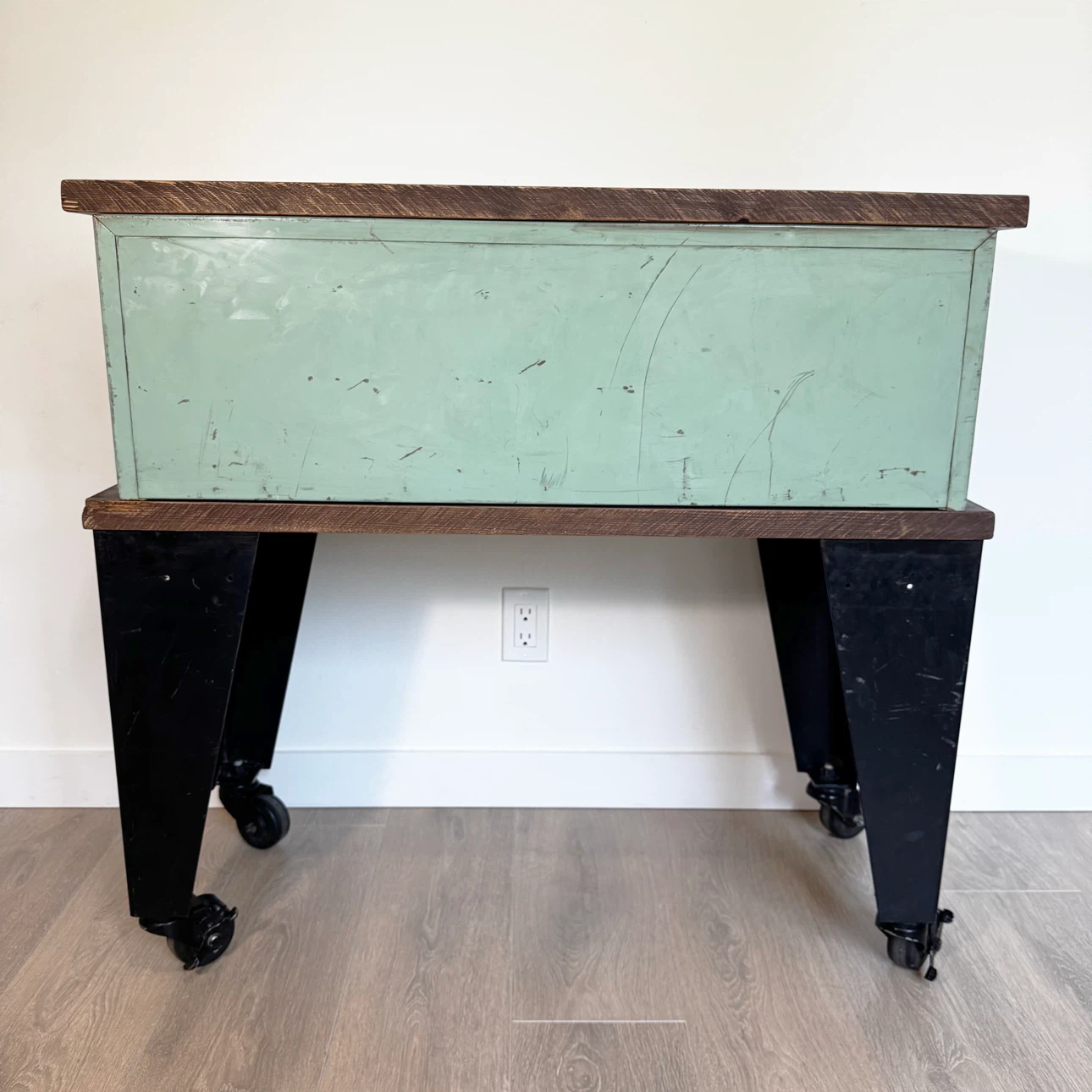 Vintage Industrial Cabinet & Metal and wood table set - photo 4