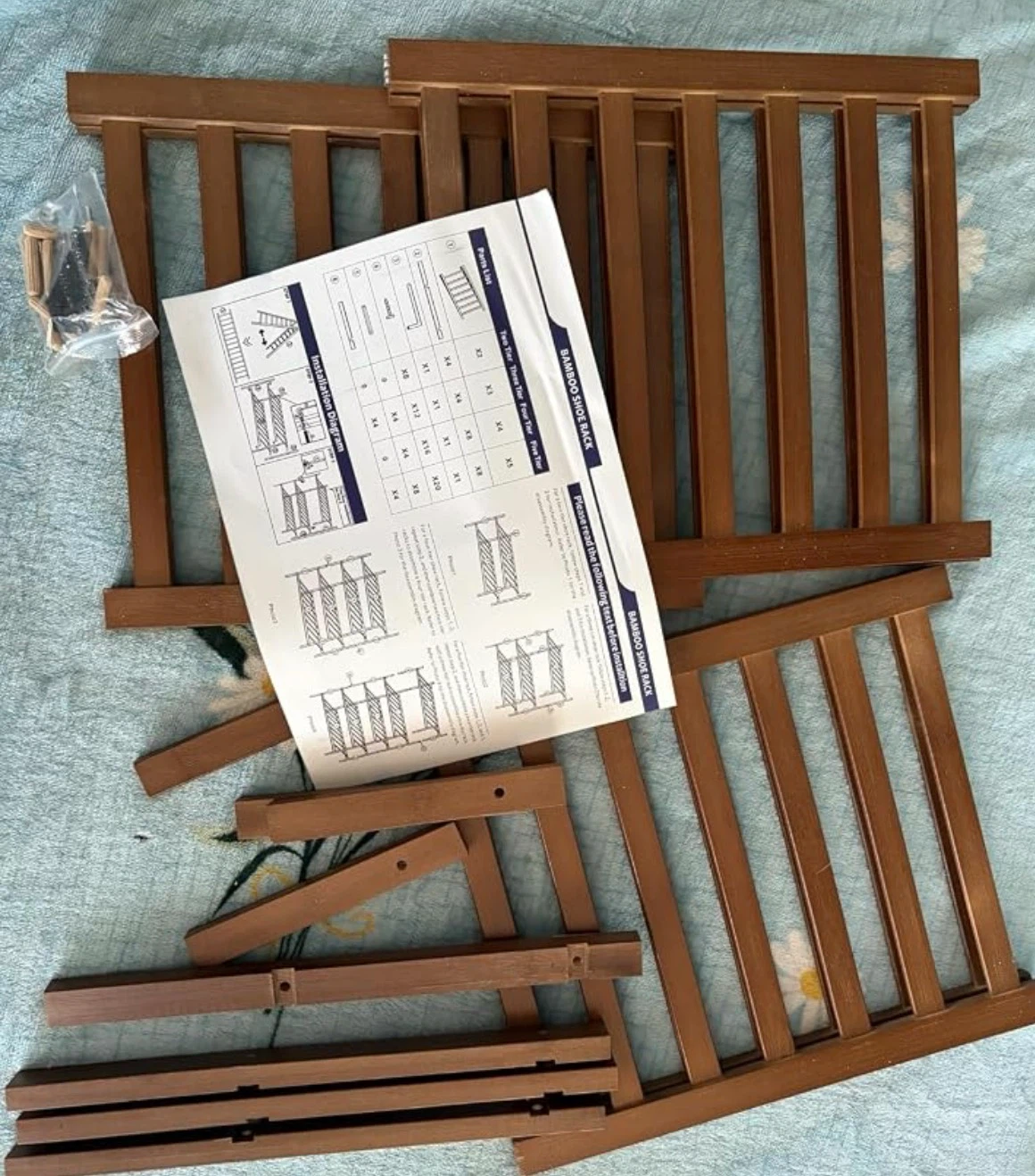 Bamboo Shoe Rack 3 Tier Walnut - photo 5